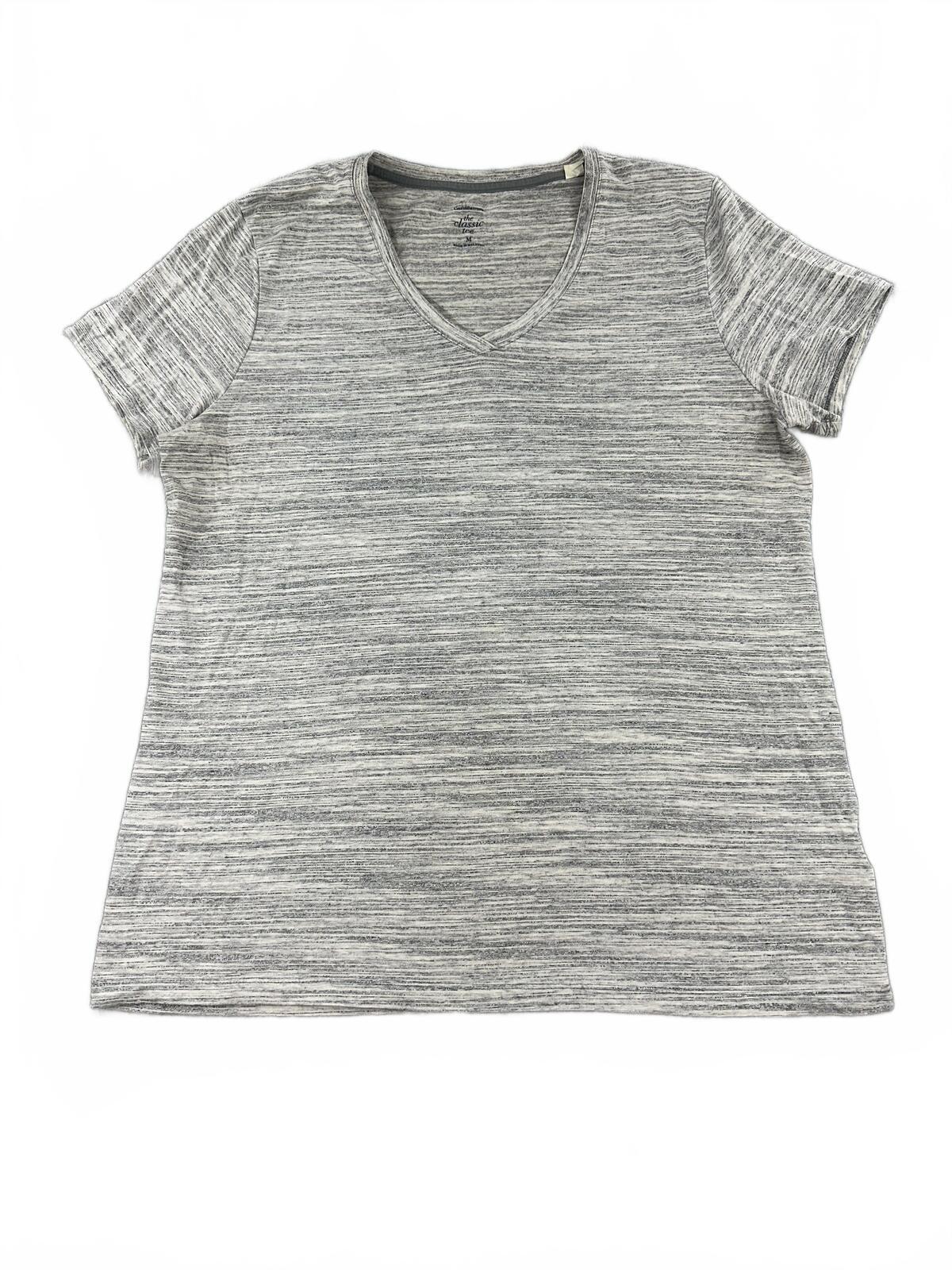 Croft & Barrow Heather Gray V Neck Classic Tee Casual Minimalist Short Sleeve