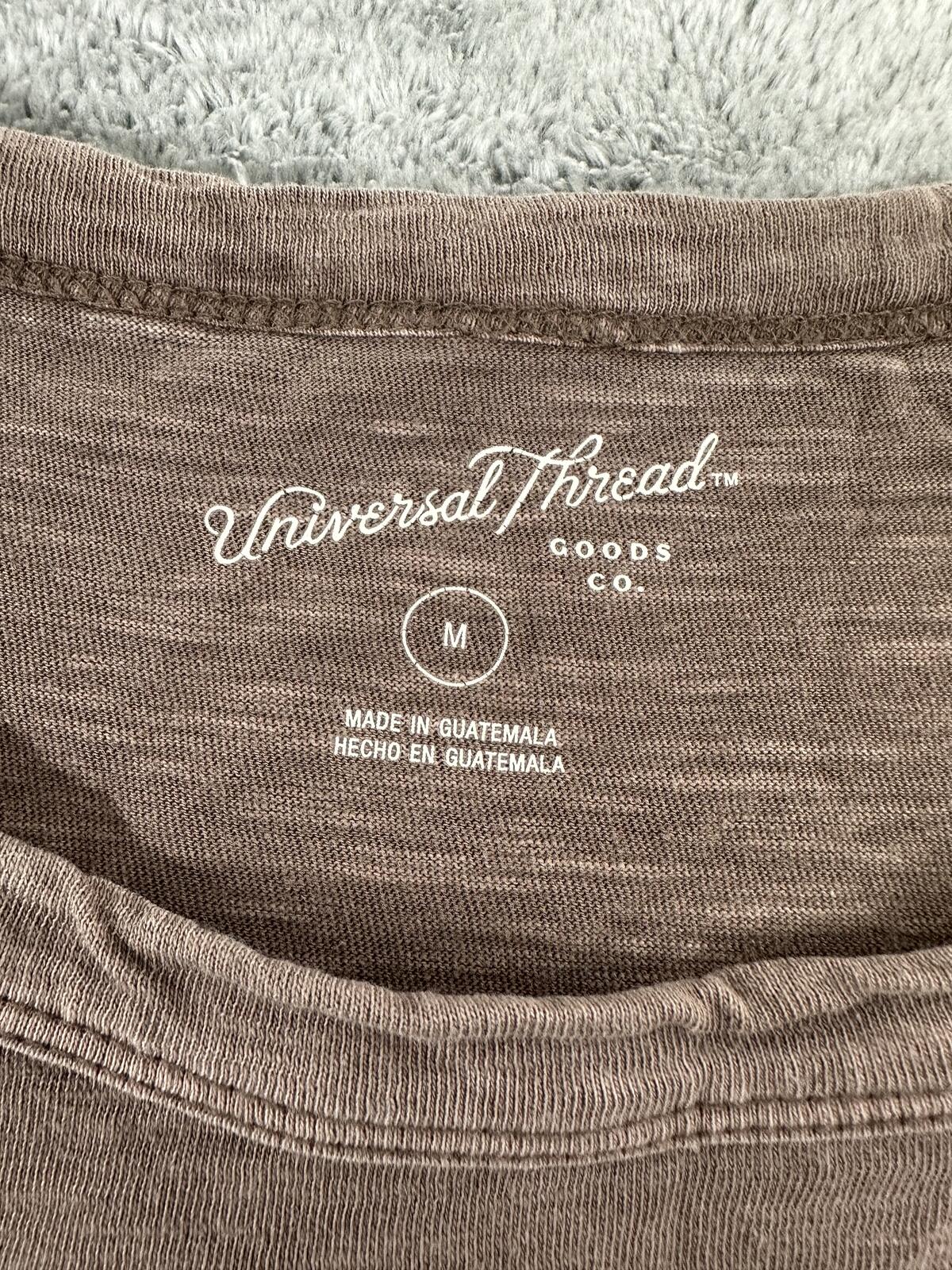 Universal Thread Brown Textured Short Sleeve T Shirt Casual Vintage