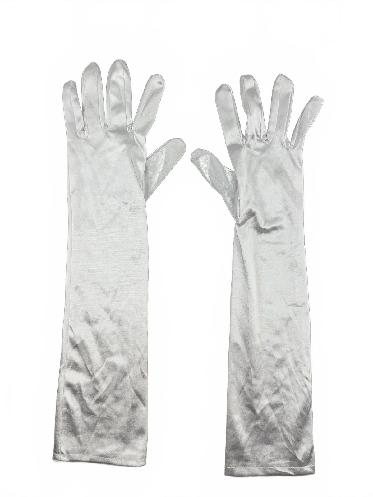 Vintage White Satin Long Gloves Elegant Formal Bridal Evening Wear Accessory