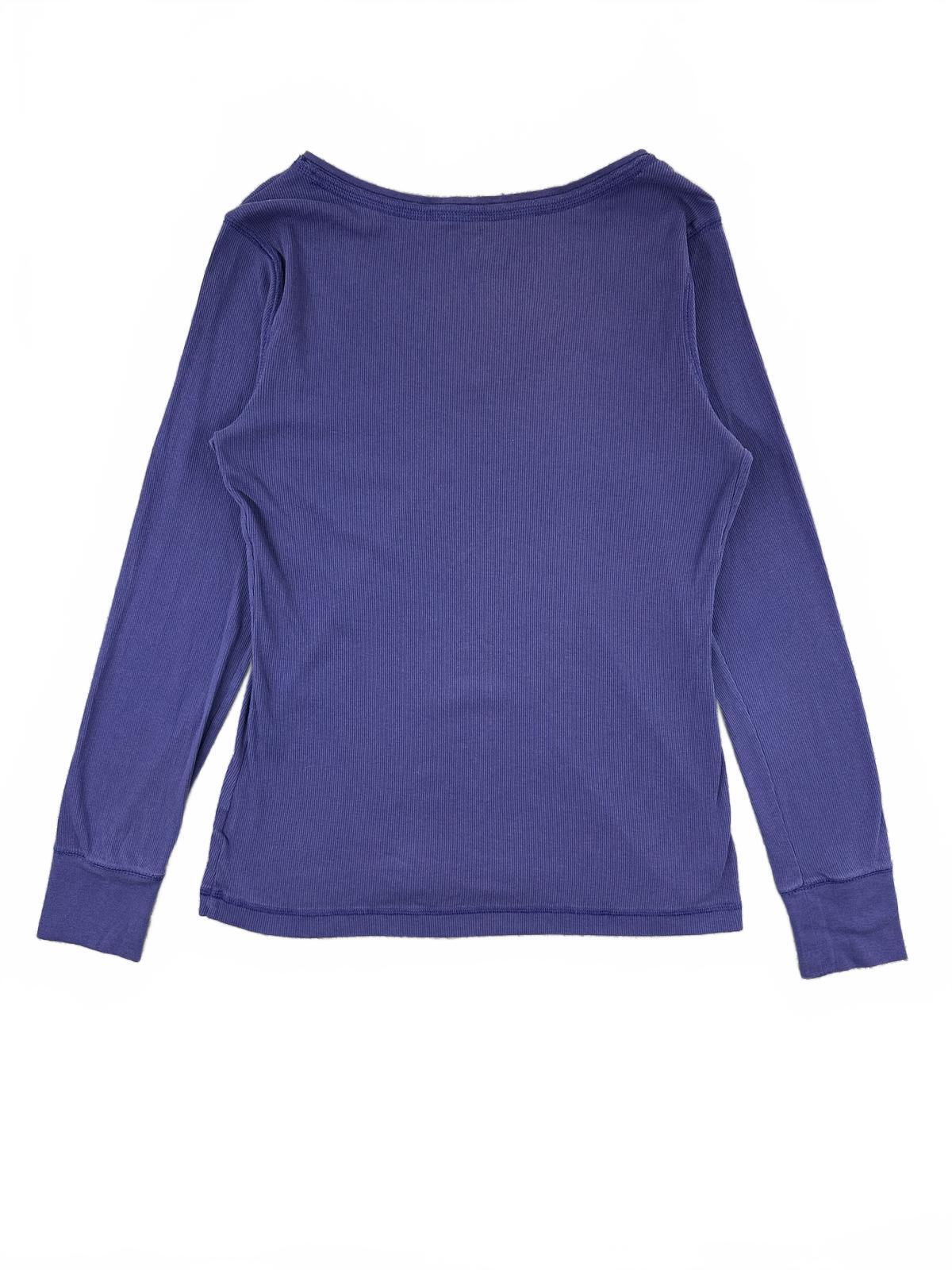 SO Purple Ribbed Long Sleeve V Neck Shirt Casual Lightweight Cozy Top