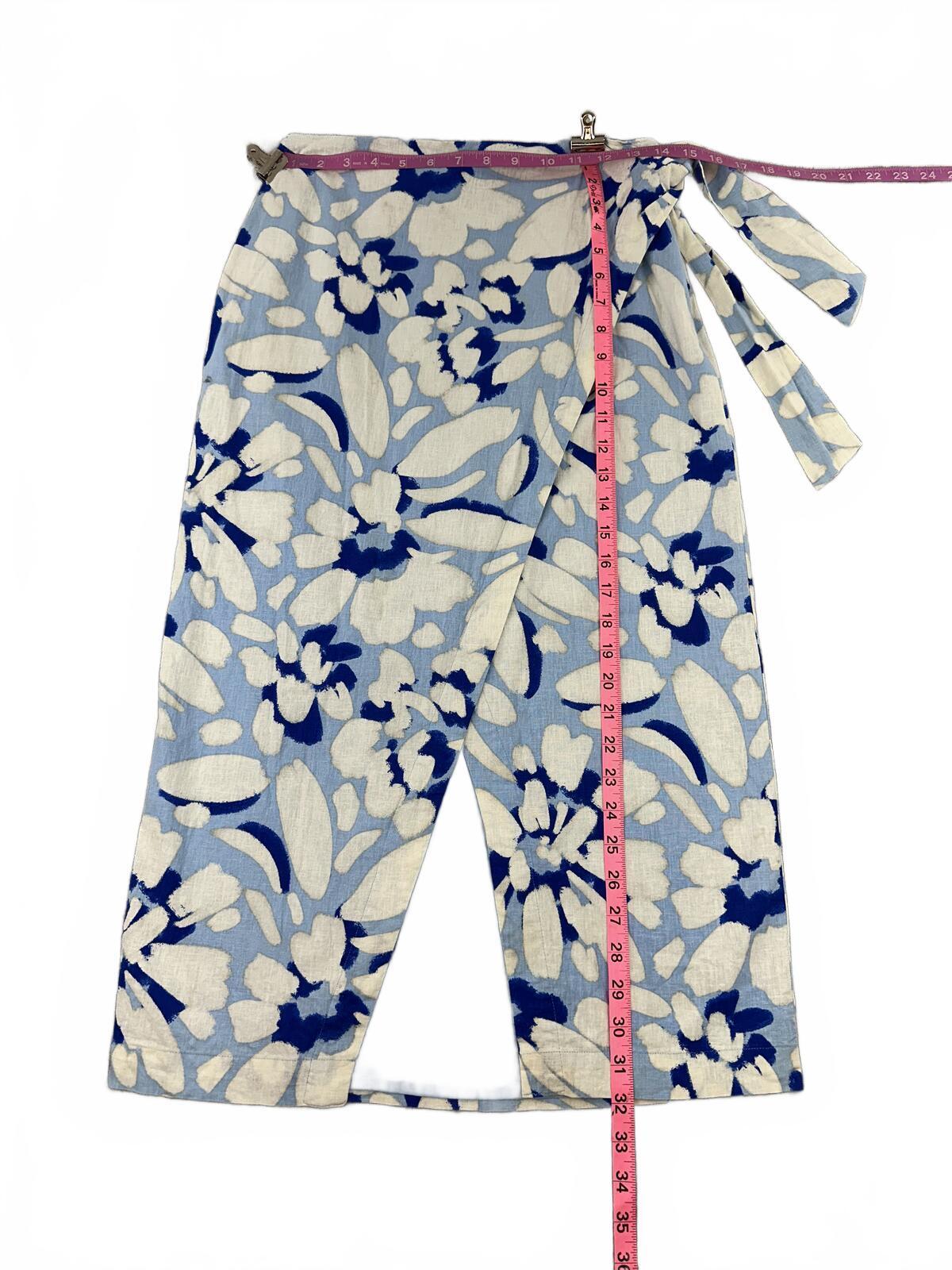 LOFT Vintage Inspired Blue and White Floral Wrap Skirt Midi/Maxi Length