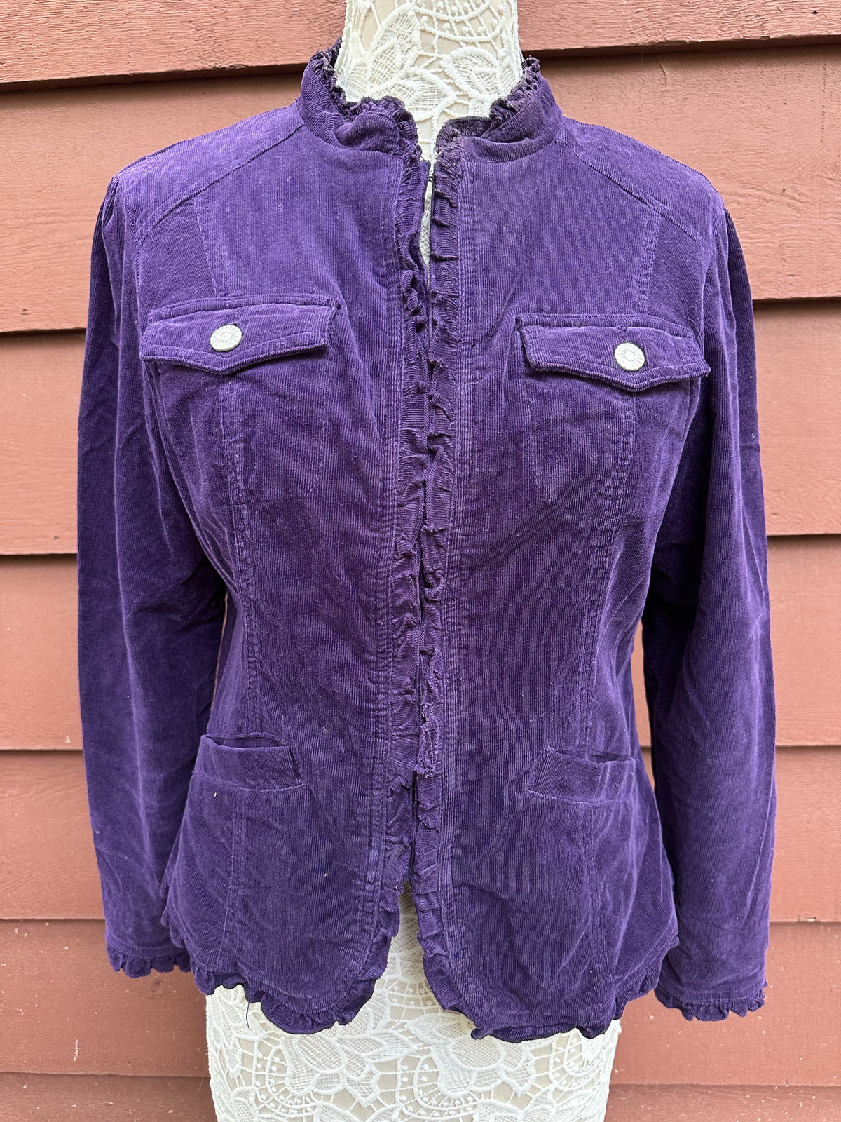 dressbarn Purple Corduroy Jacket Casual Fairycore Y2K Indie Bohemian