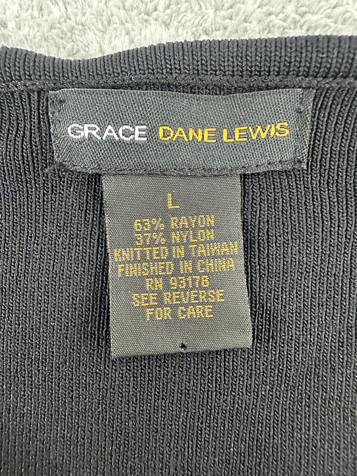Grace Dane Lewis Black Cardigan with Gold Embroidery Elegant Formal Sweater