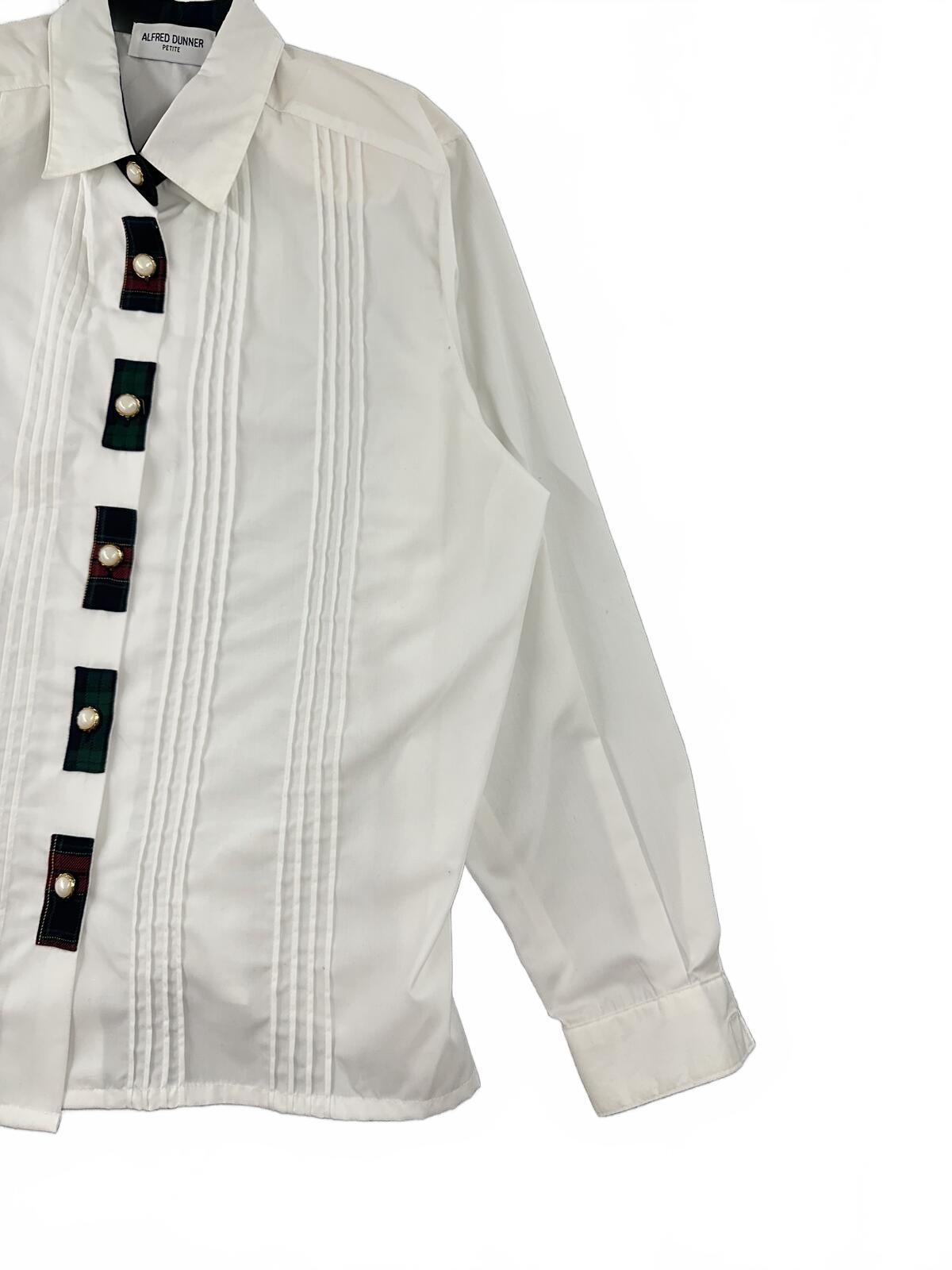 Alfred Dunner White Button Up Shirt with Pearl Accent Buttons