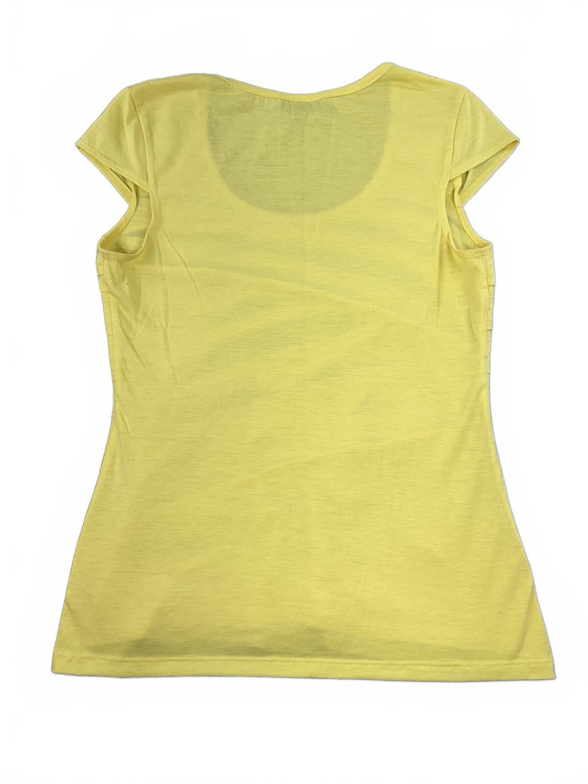 A Byer Yellow Textured Layered Scoop Neck Short Sleeve Top