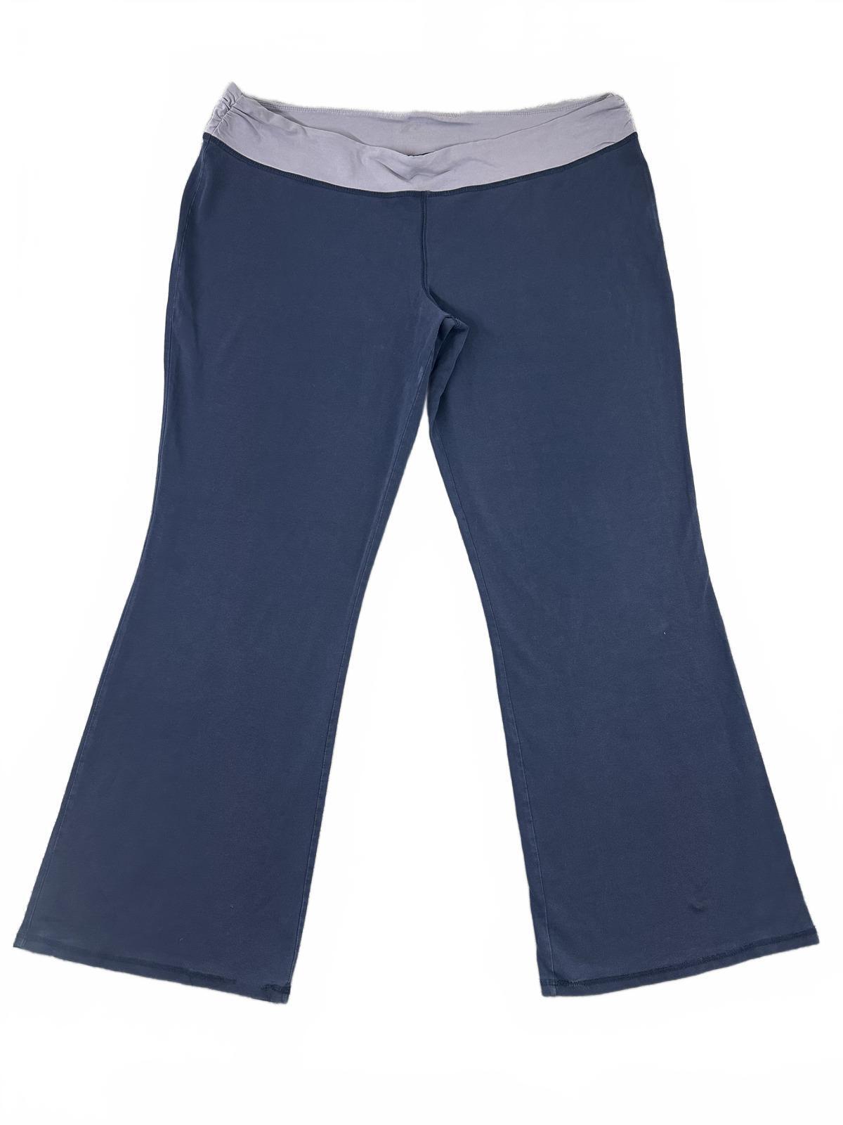 Athleta Navy Blue Flared Yoga Pants with Gray Waistband Comfortable