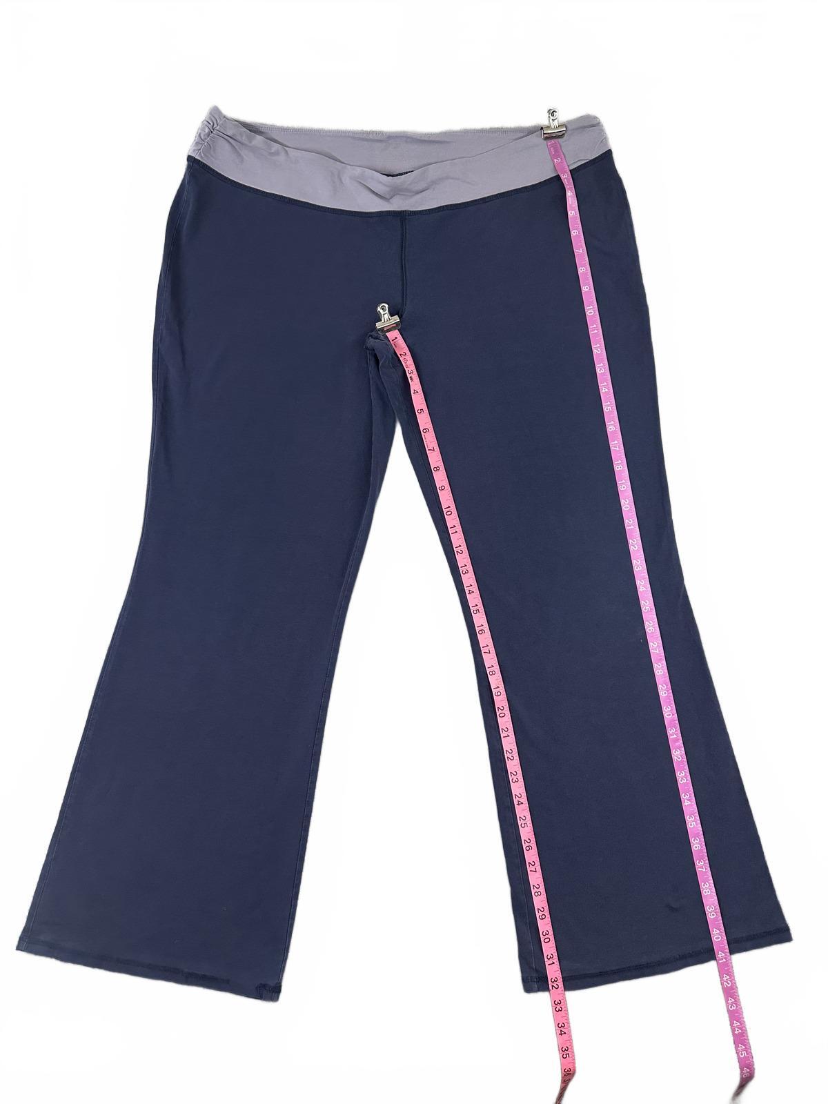 Athleta Navy Blue Flared Yoga Pants with Gray Waistband Comfortable