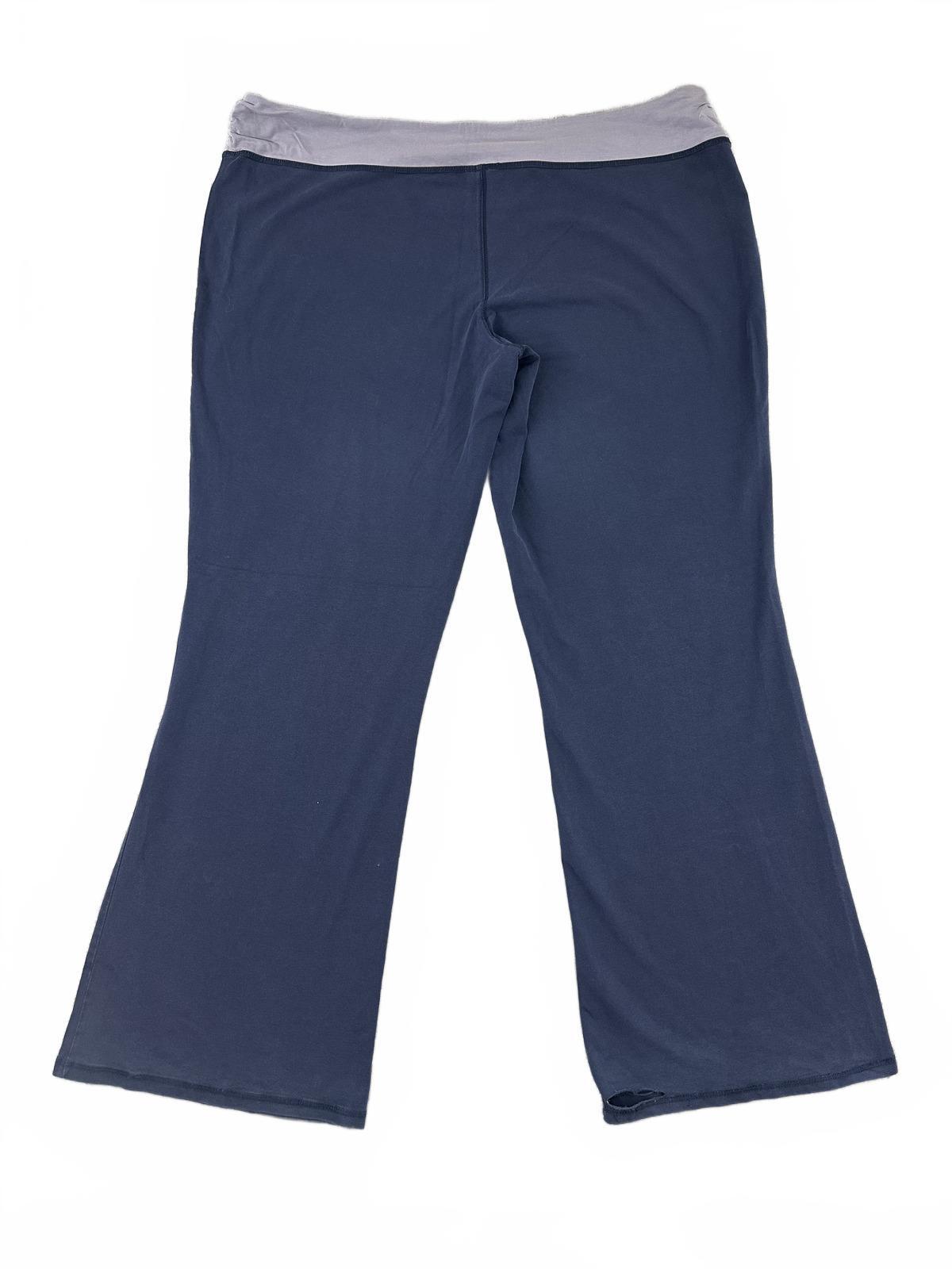 Athleta Navy Blue Flared Yoga Pants with Gray Waistband Comfortable