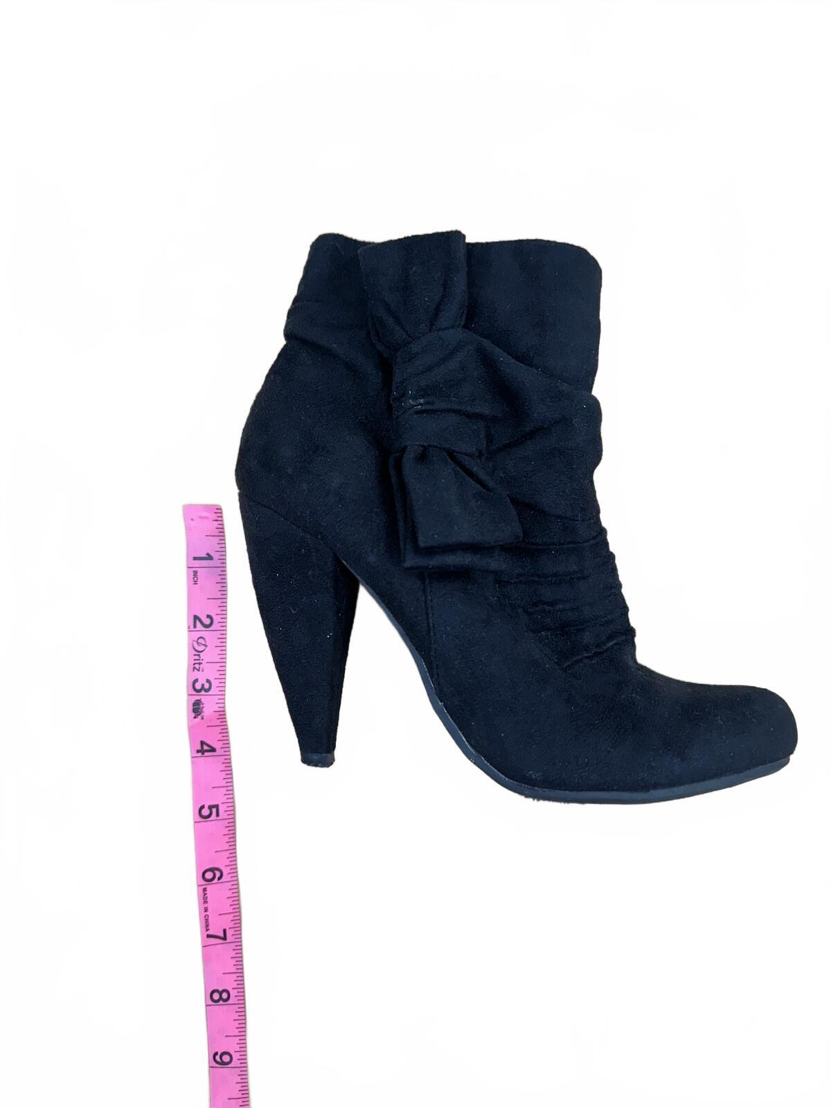 Mossimo Vintage Black Suede Ankle Boots with Bow Detail