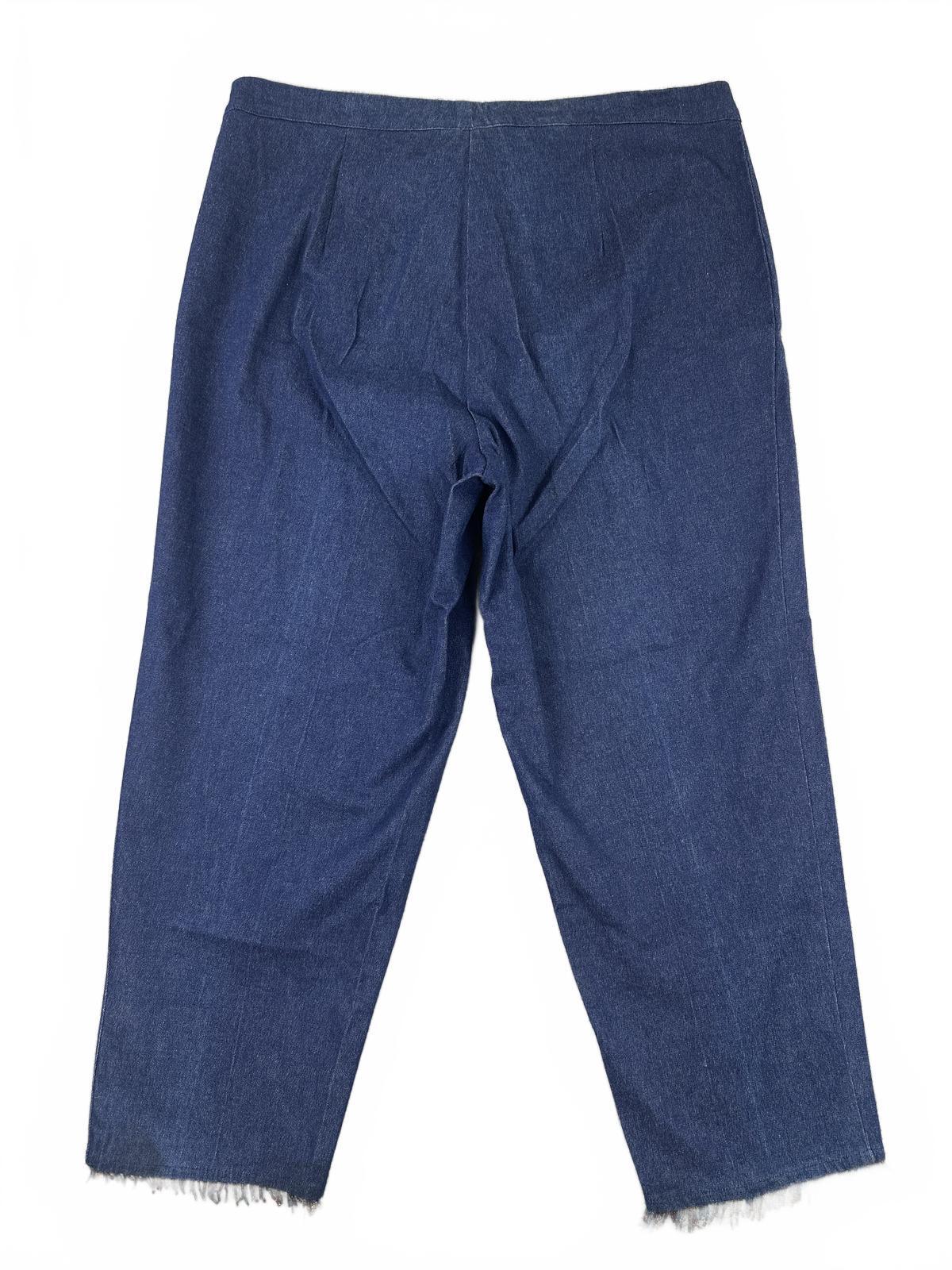 Venezia Jeans Dark Blue Cropped Denim Pants with Frayed Hems