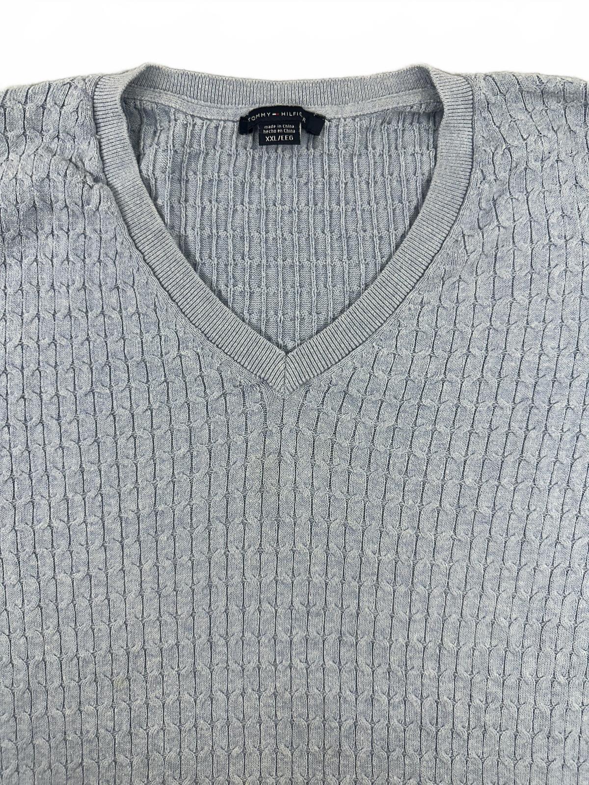Tommy Hilfiger Light Blue V Neck Cotton Sweater Casual Preppy Knit