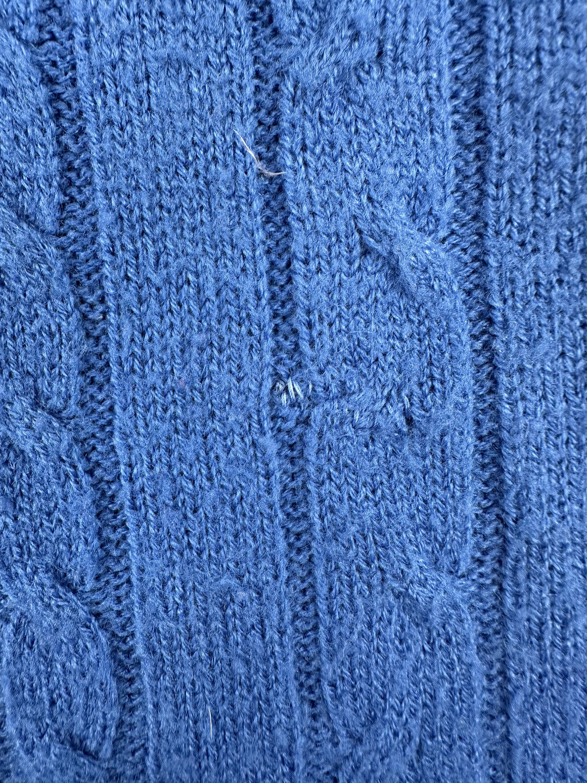 Blue Cable Knit Cardigan Sweater Cozy Classic Button Up