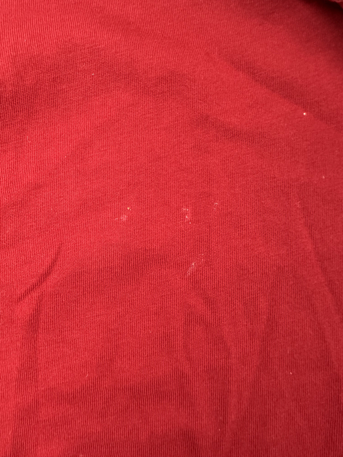 Chaps Classics Red Ruffle V Neck Long Sleeve Cotton Top Casual Feminine Blouse