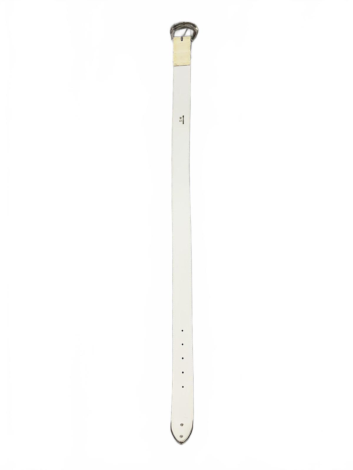 White Faux Leather Belt with Silver Buckle