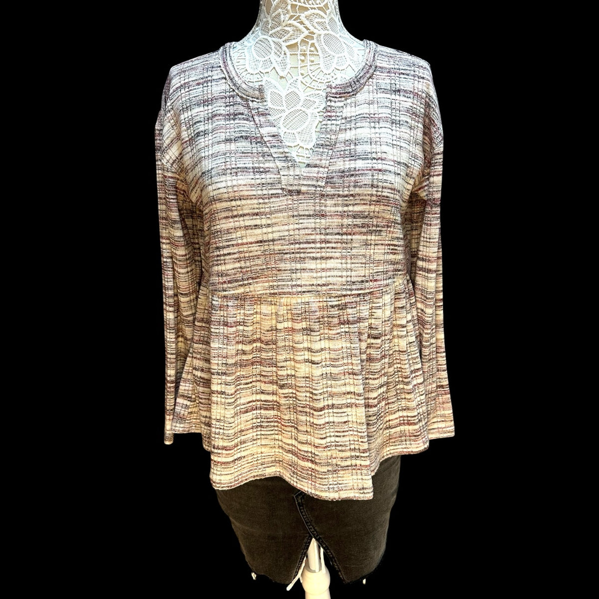 Maurices Spacedye Babydoll Long Sleeve Tee