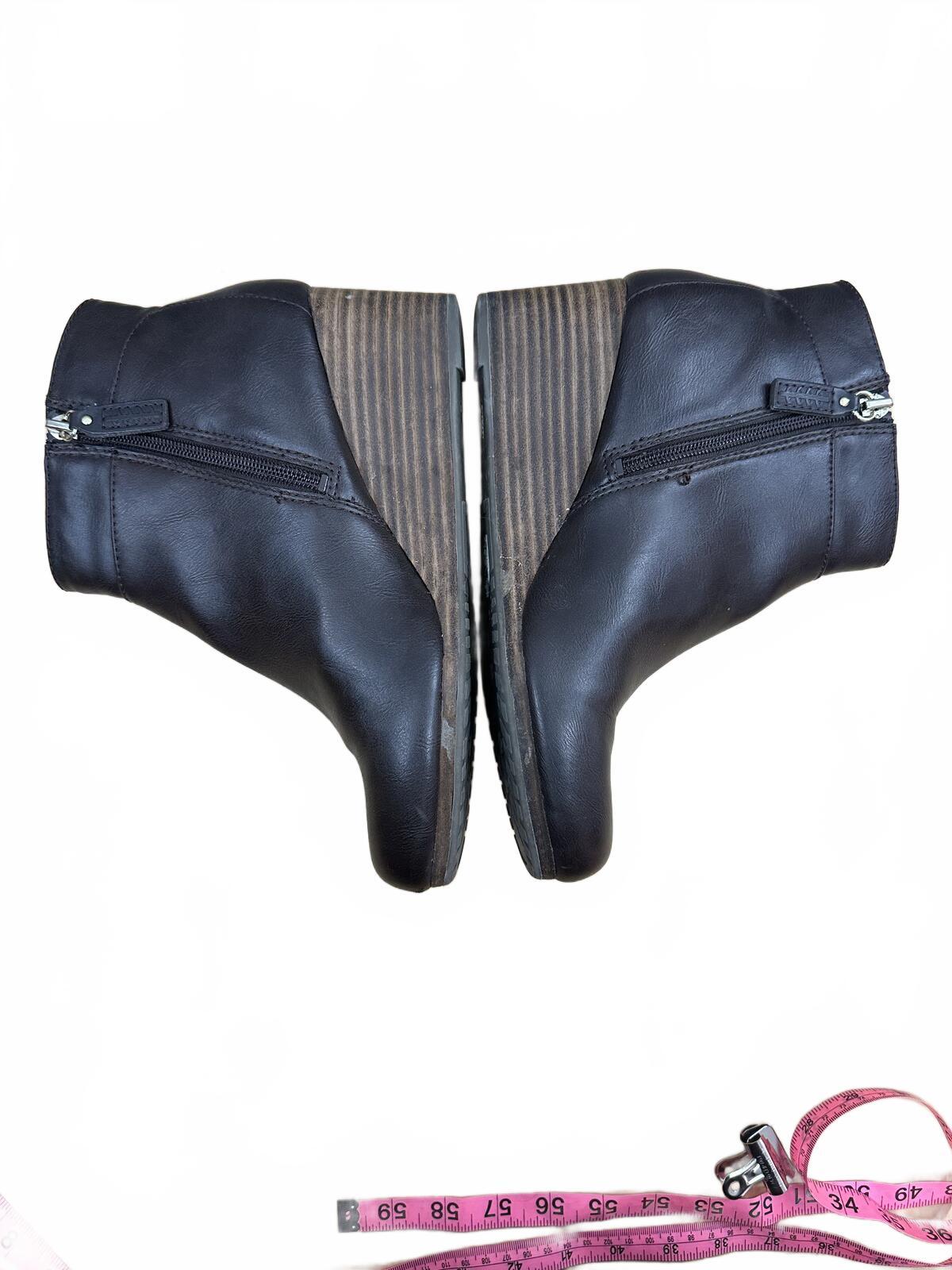 Dr. Scholl's Black Leather Wedge Ankle Boots