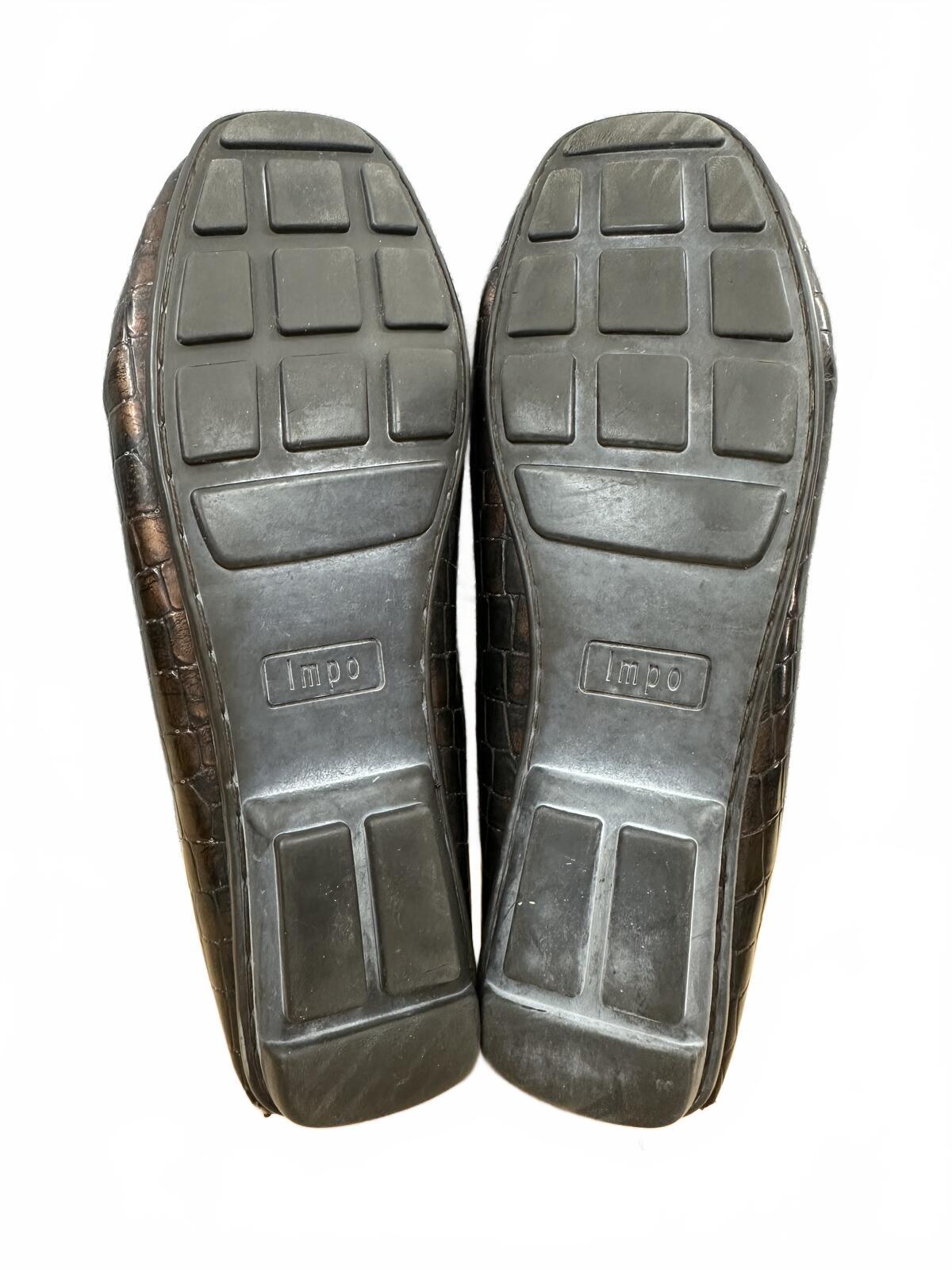 Impo Brown Croc Embossed Loafers Classic Vintage Casual Business Slip On