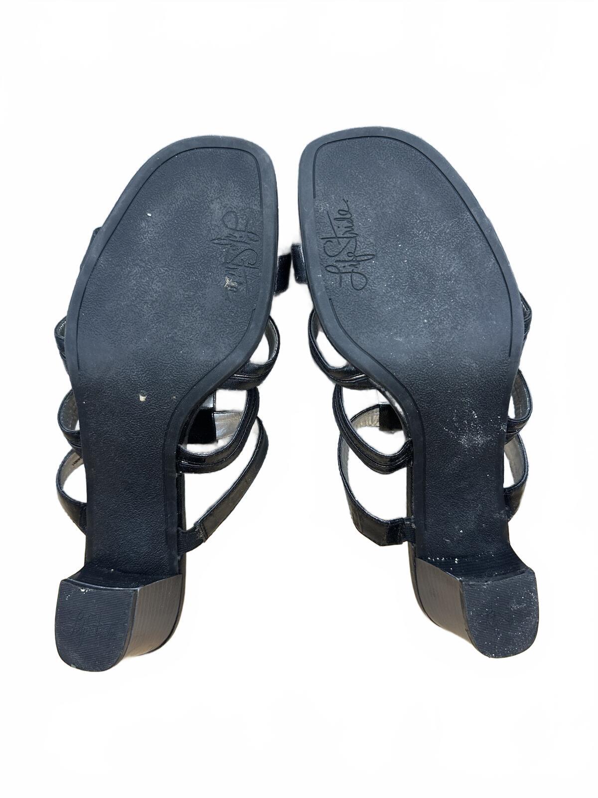 LifeStride Black Strappy Block Heel Sandals with Chain Detail
