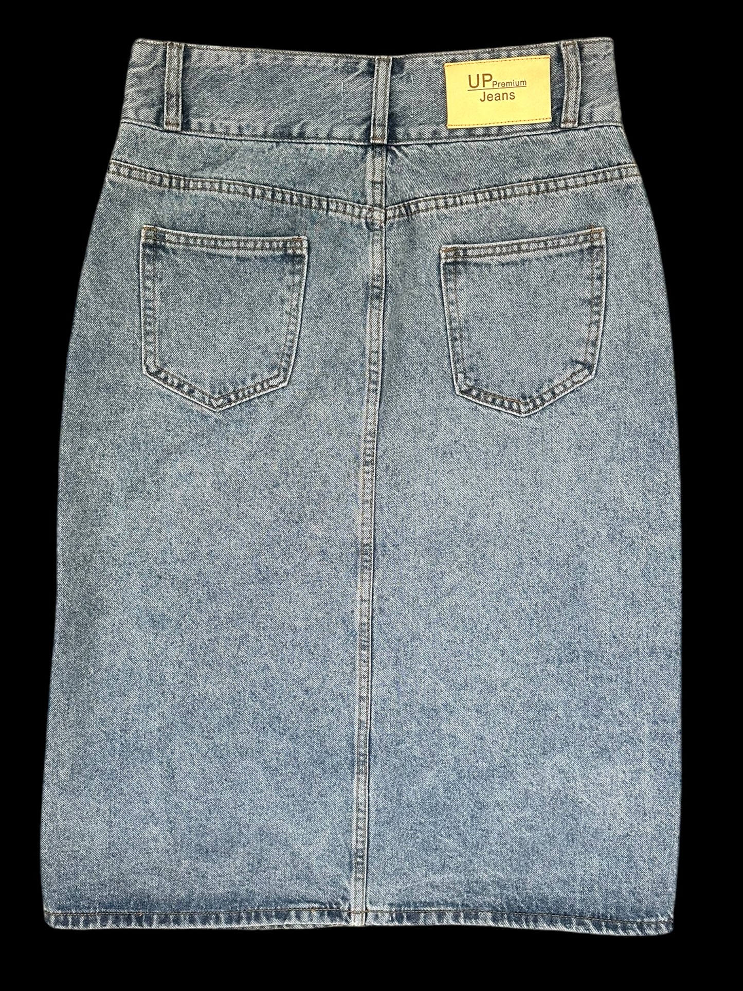 Up Jeans Denim Skirt With Pearl Detailing