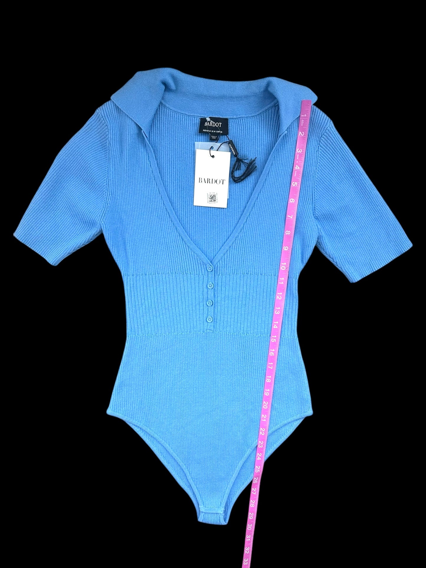 Revolve Bardot Ribbed Knit Collard Bodysuit