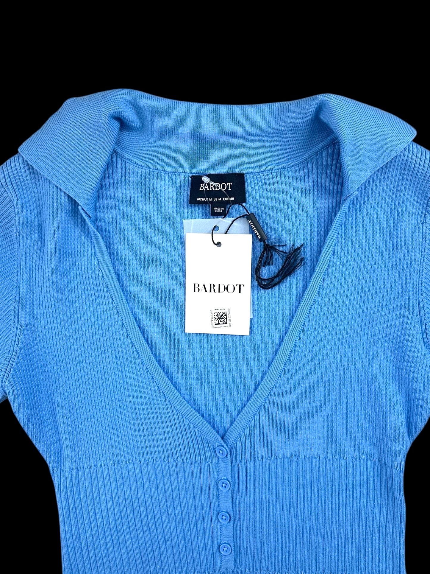 Revolve Bardot Ribbed Knit Collard Bodysuit
