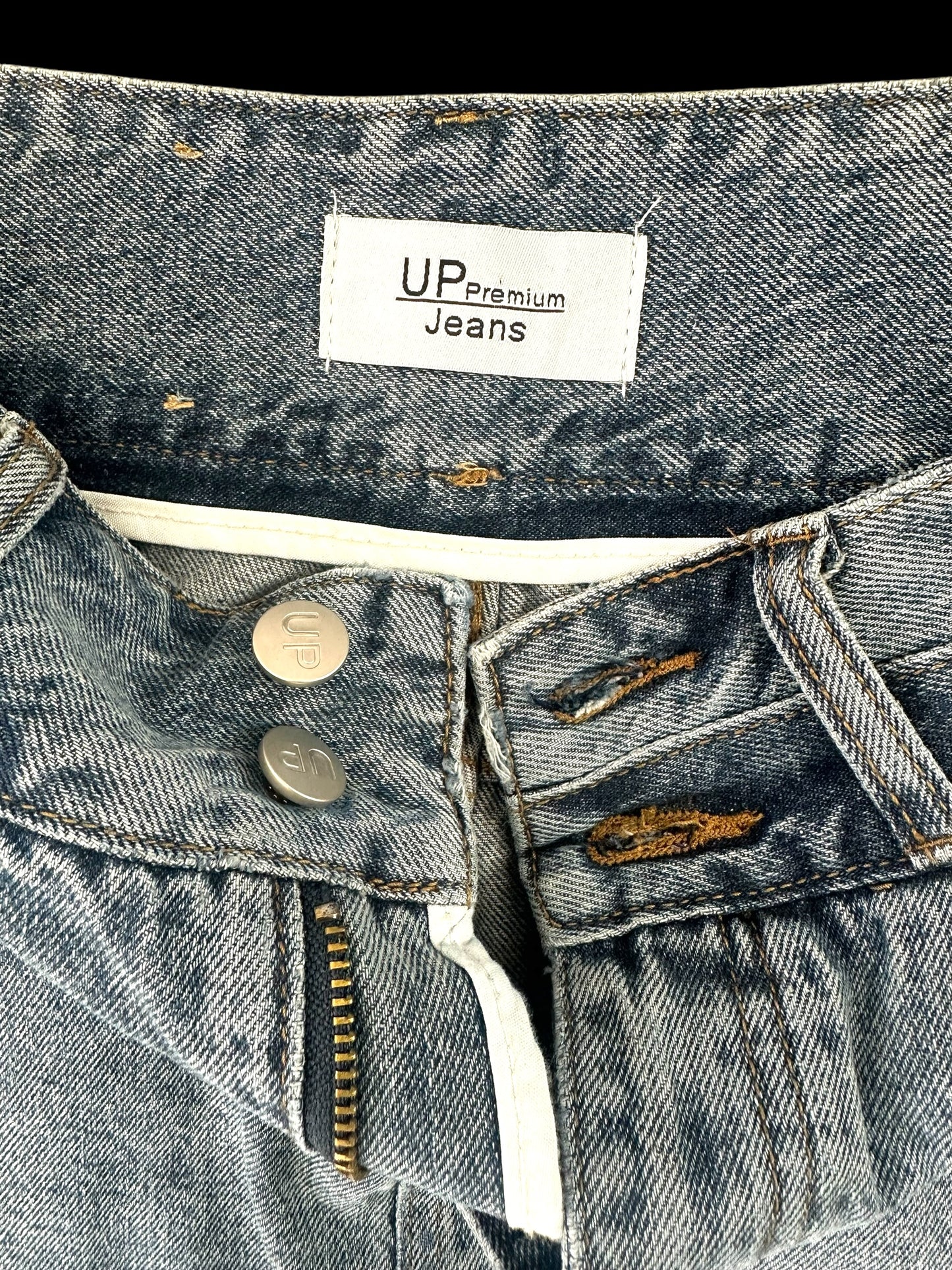Up Jeans Denim Skirt With Pearl Detailing