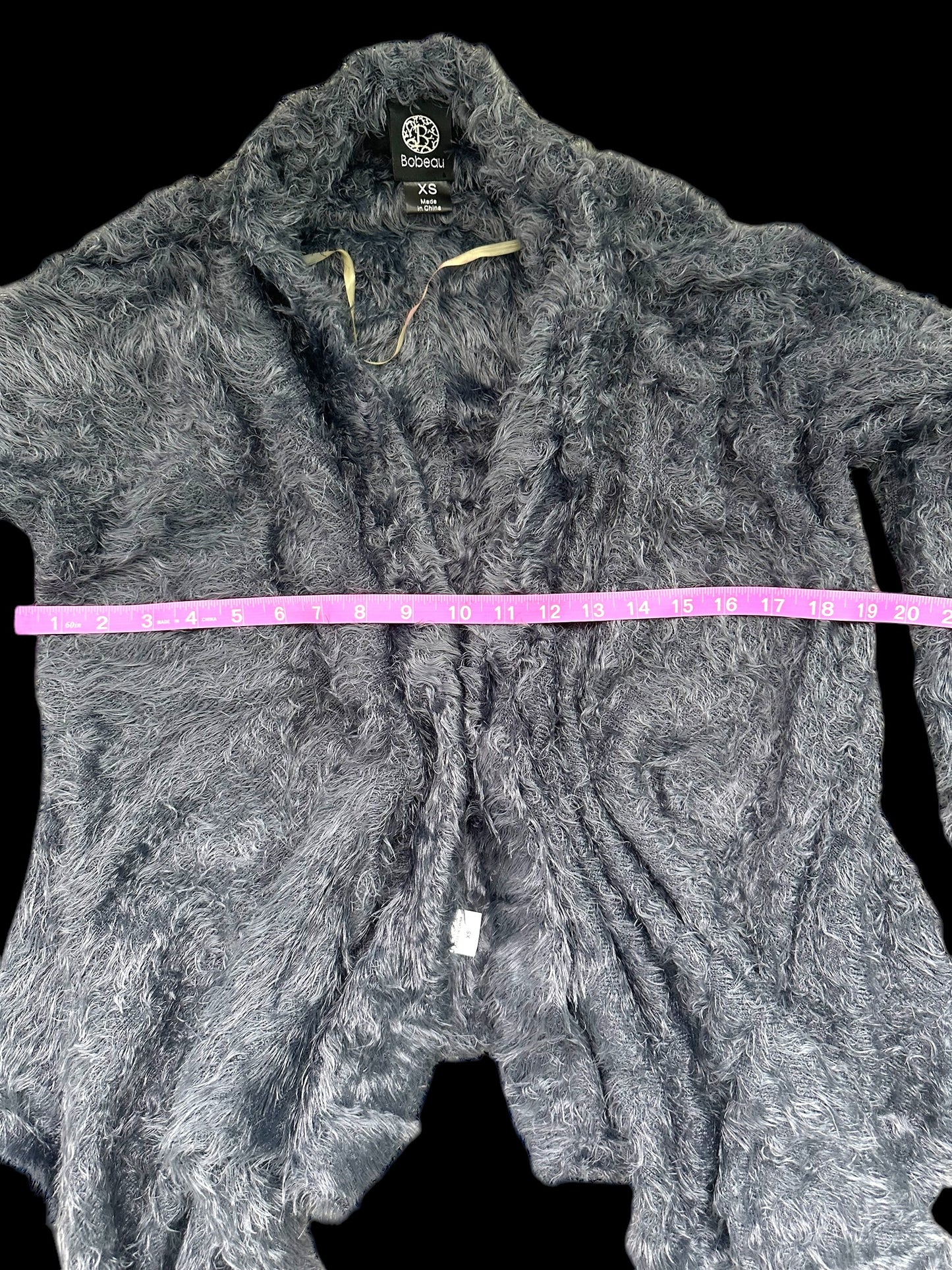 Bobeau Faux Fur Grey Cardigan