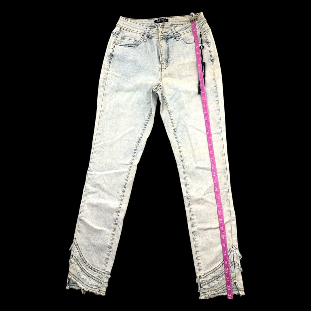 Charlie B Triple Tiered Fringe Denim Ankle Pants