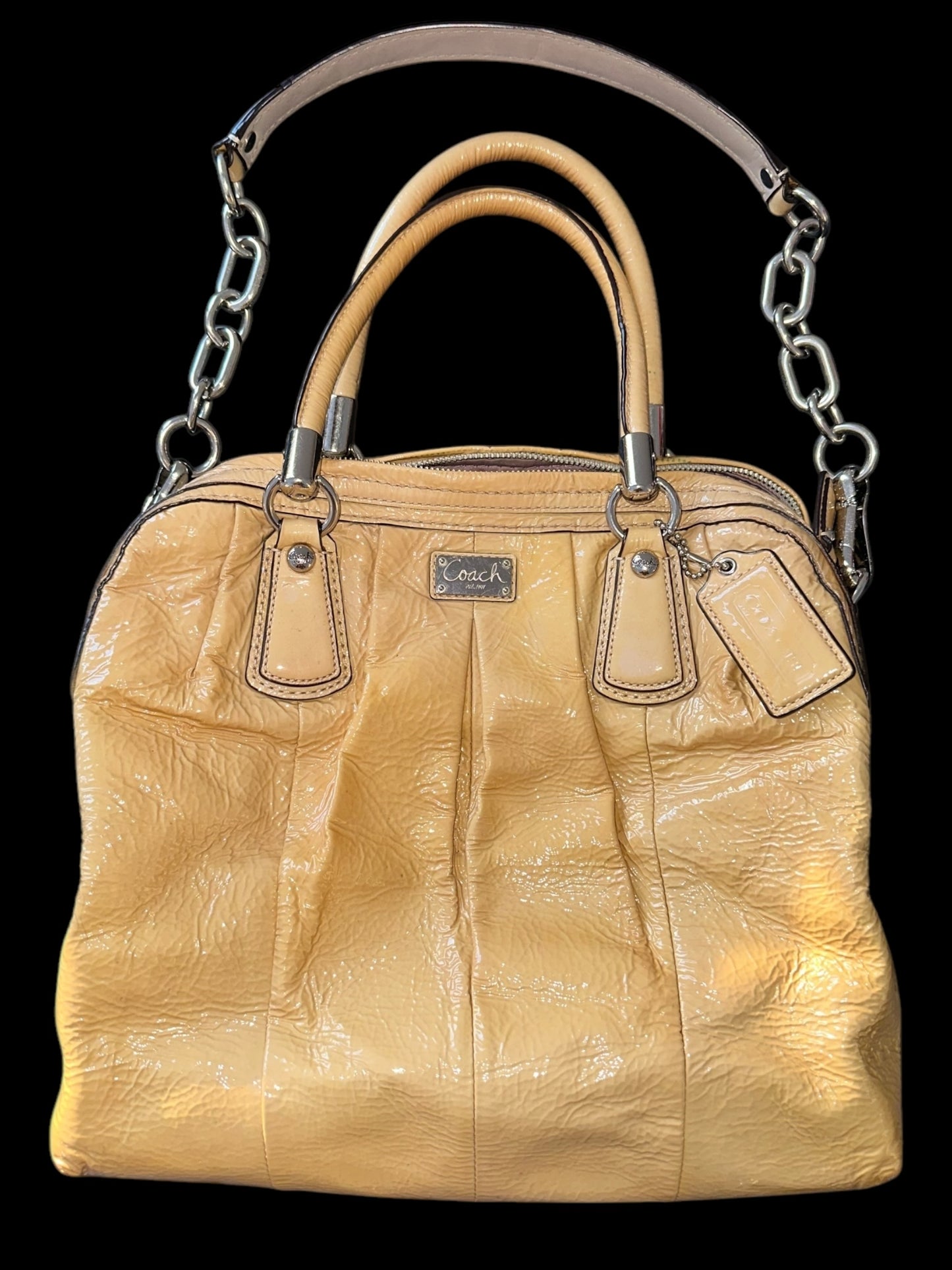 Coach Kristin Yellow Patent Leather Satchel Shoulder Bag