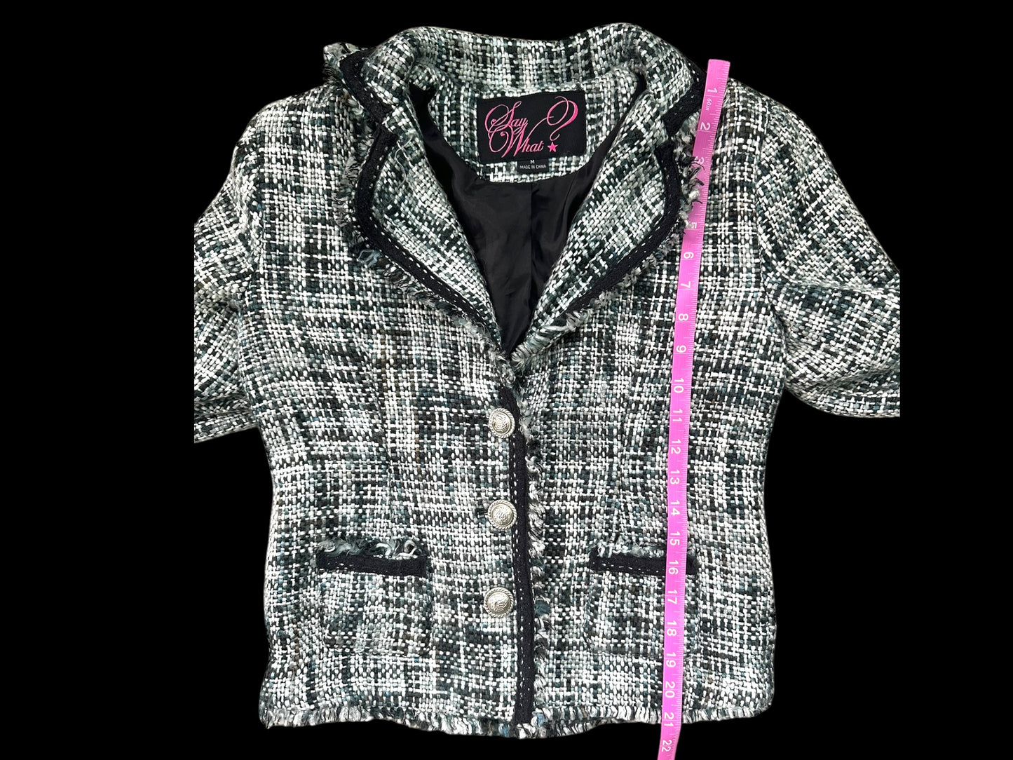 Say What? Black and White Tweed Blazer