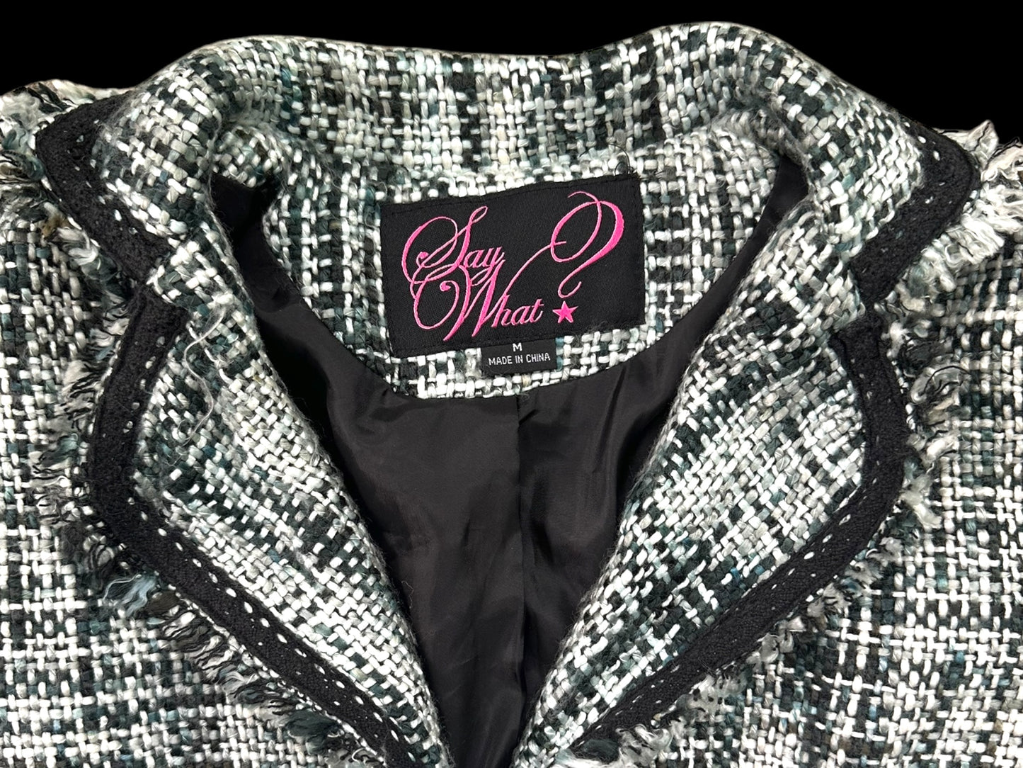 Say What? Black and White Tweed Blazer
