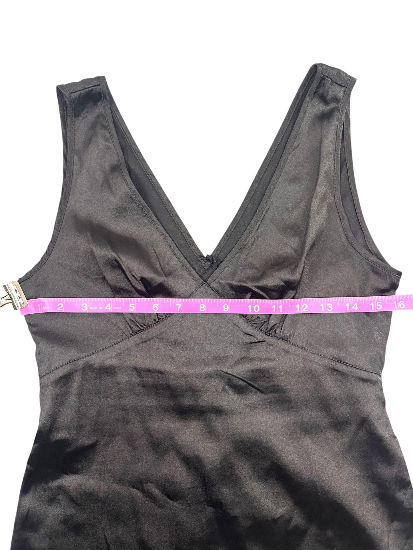 Black Silky Satin Slip Dress