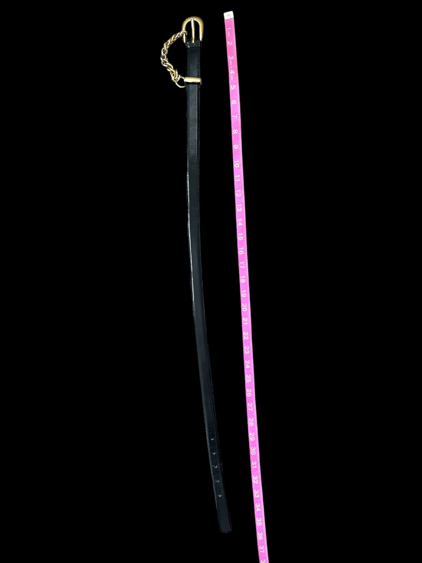 Black Leather Belt With Gold Chain