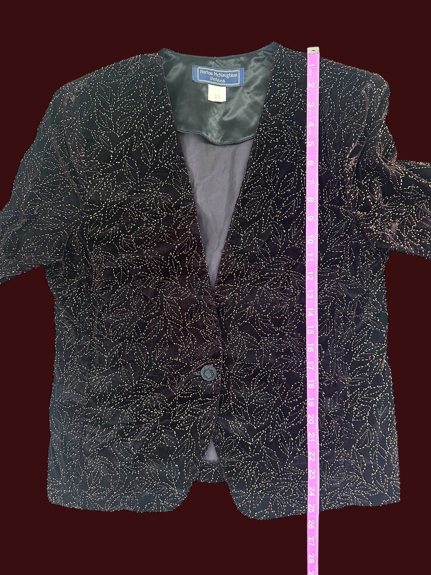 Norton McNaughton Vintage Sequined Burgundy Velvet Blazer