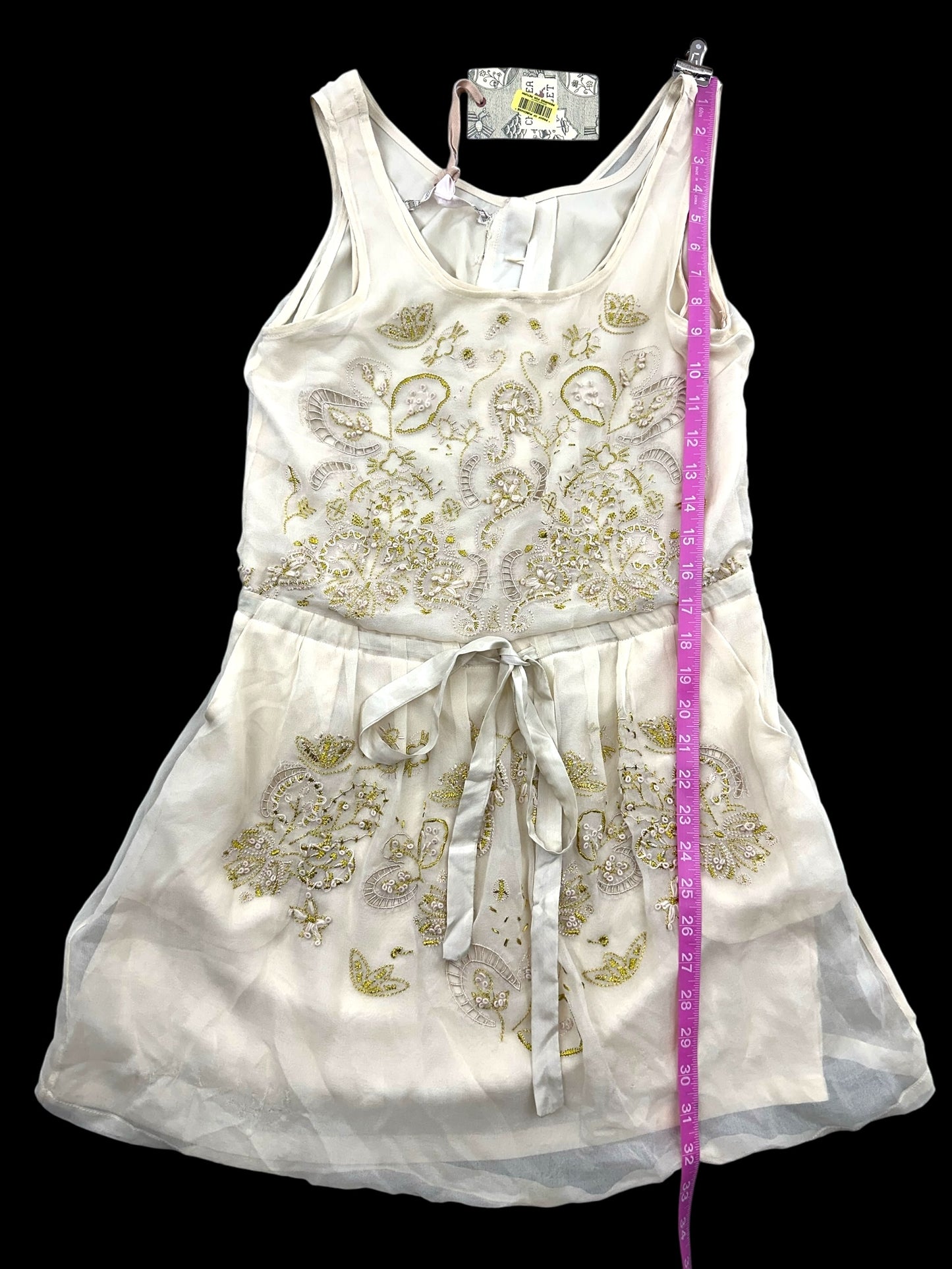 Chelsea and Violet White and Gold Sleeveless Dress