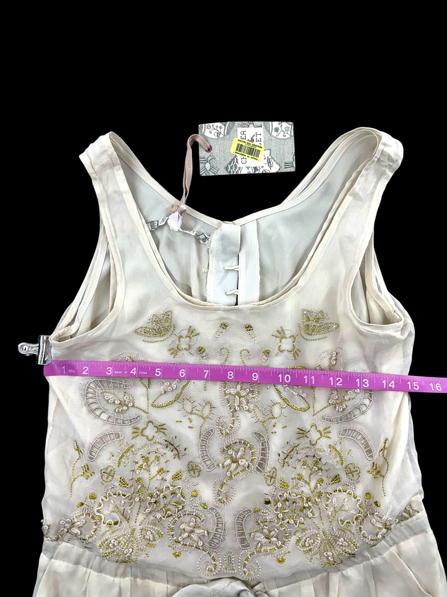 Chelsea and Violet White and Gold Sleeveless Dress