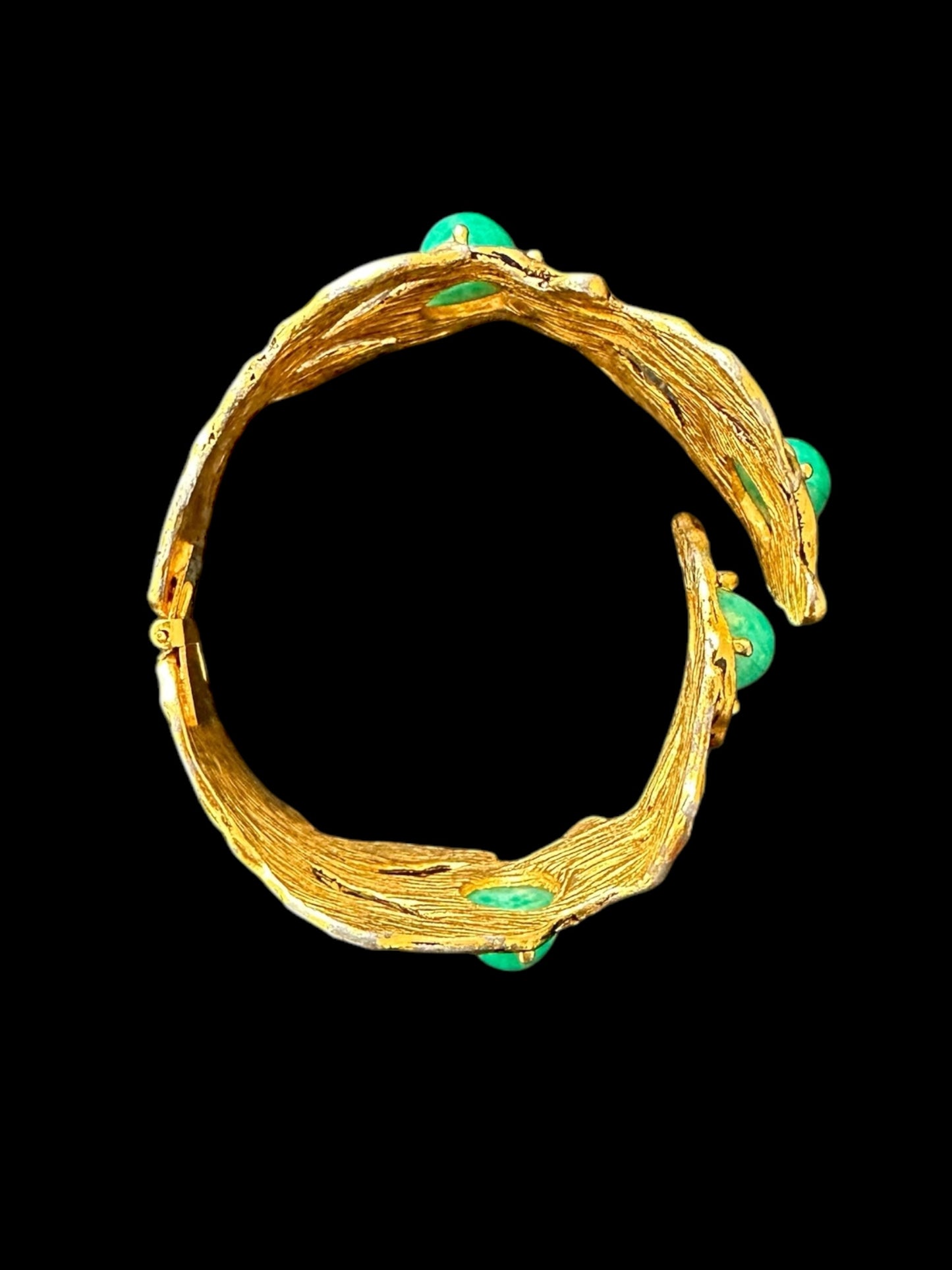 Vintage Green and Gold Hinge Bracelet