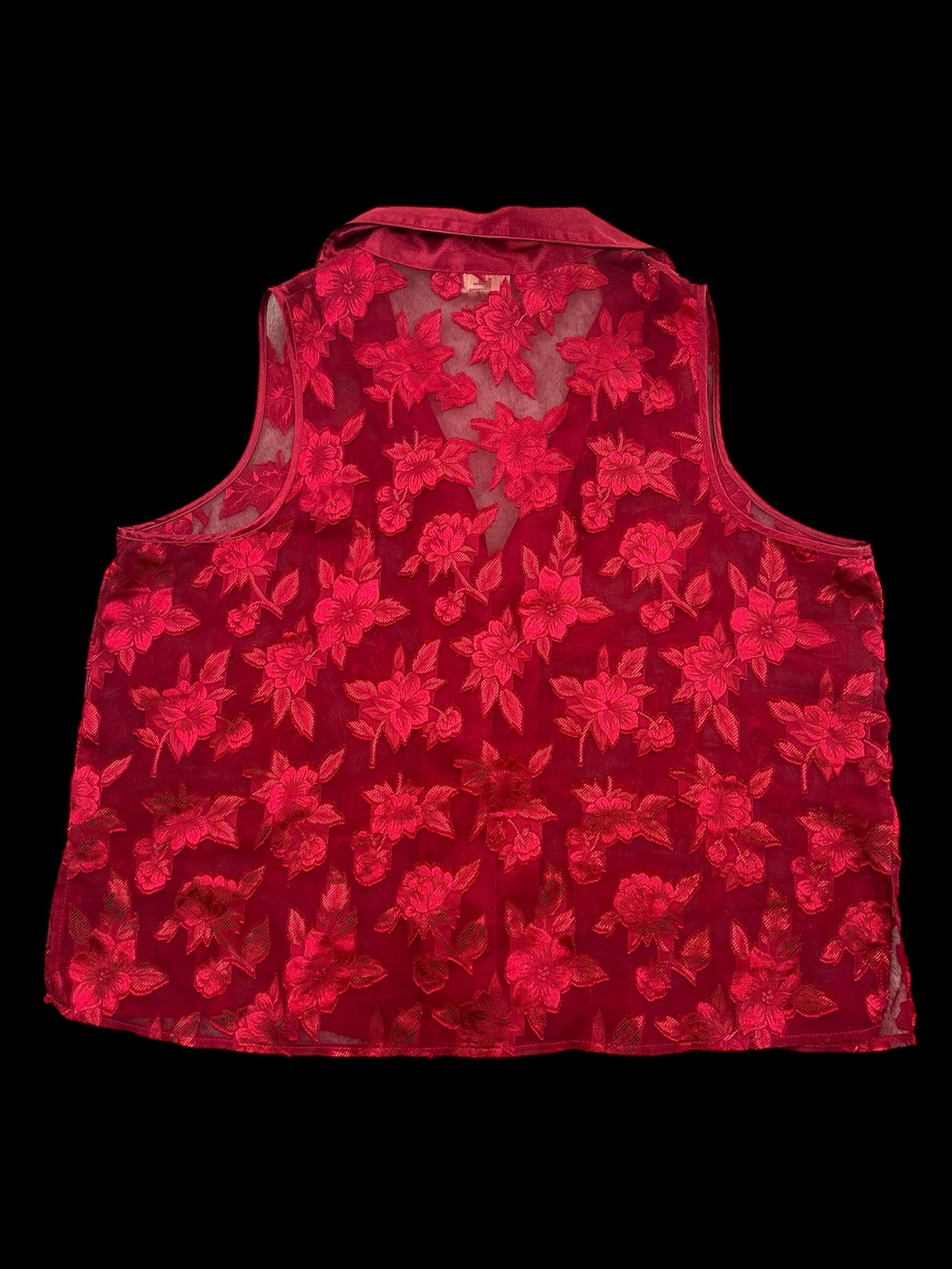 Secret Treasures Red Sheer Lace Vest
