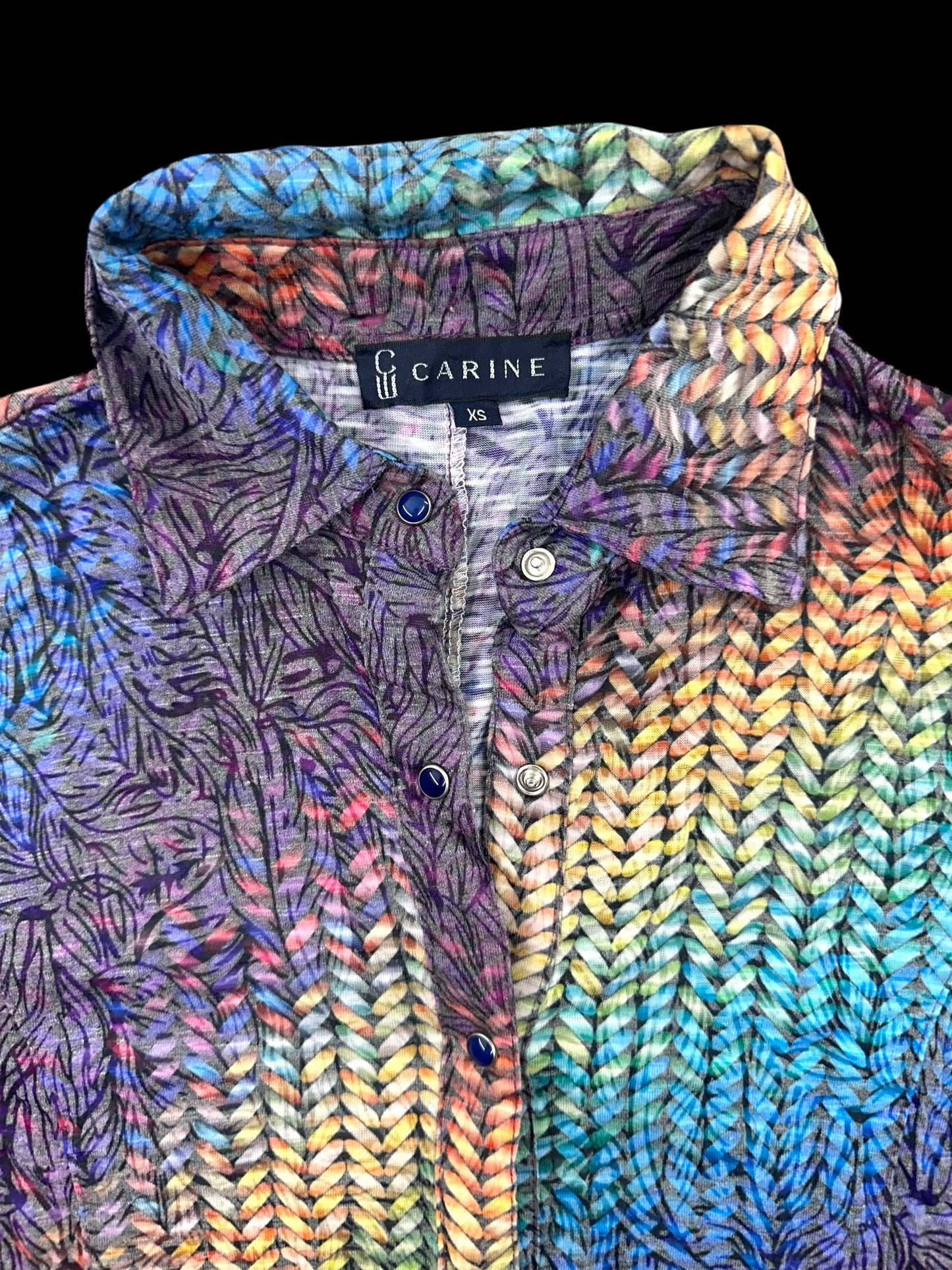 Carine Rainbow Button Down Long Sleeve