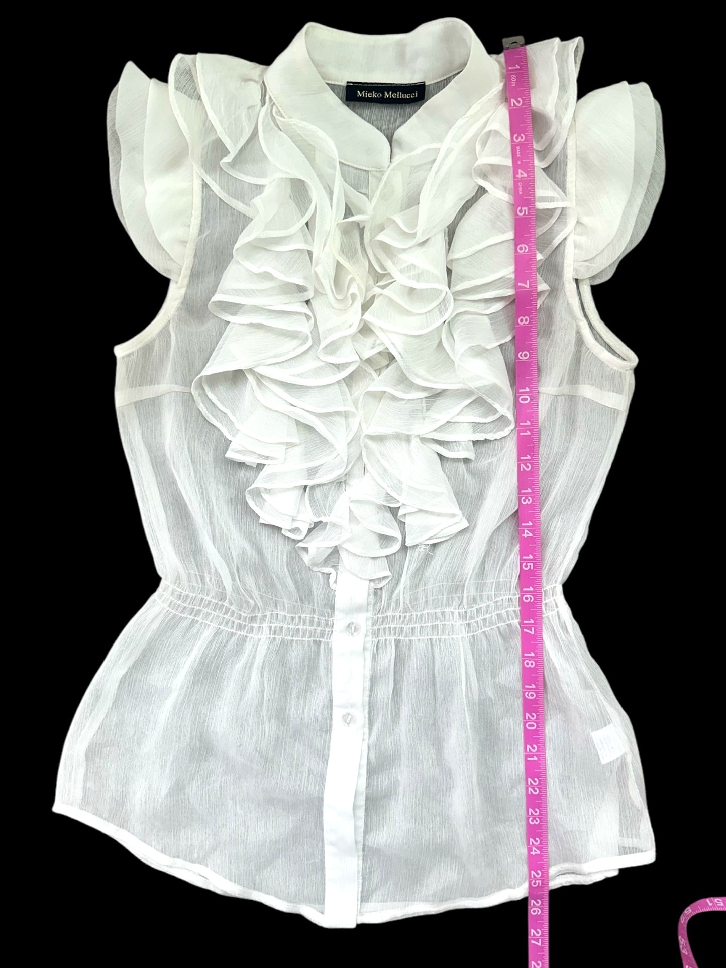 Mieko Mellucci Sheer White Ruffled Blouse