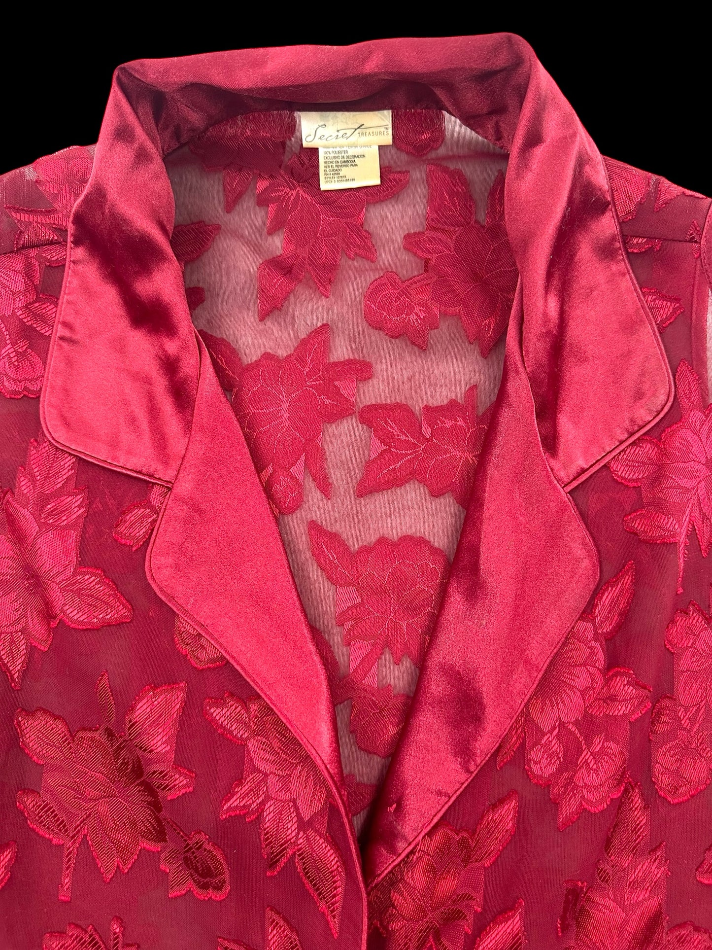 Secret Treasures Red Sheer Lace Vest