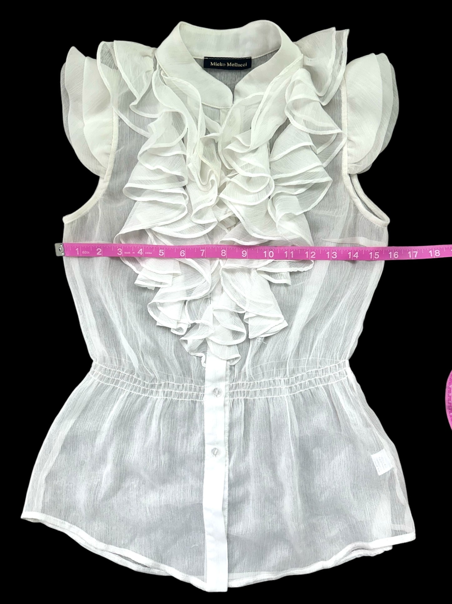Mieko Mellucci Sheer White Ruffled Blouse