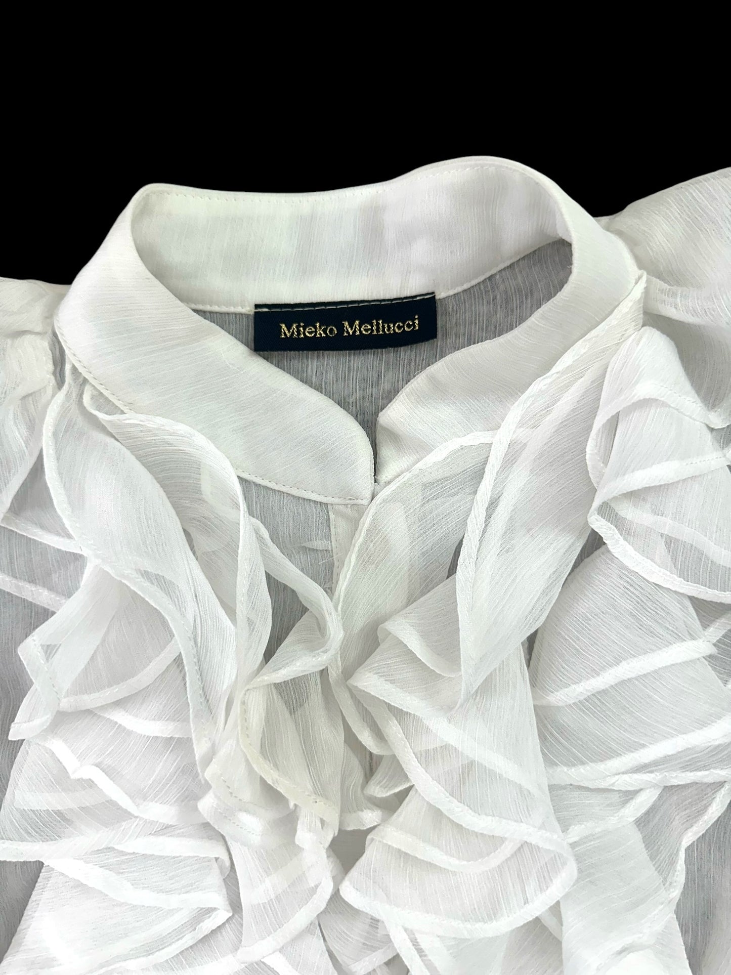 Mieko Mellucci Sheer White Ruffled Blouse