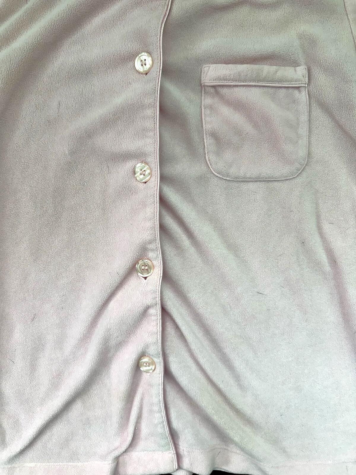Intimate Essentials Light Pink Velour Button Up Top