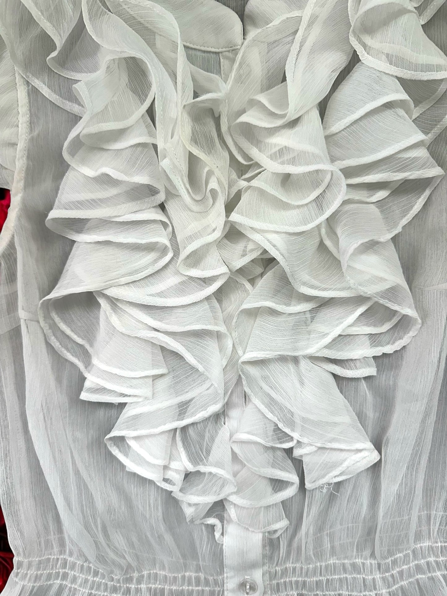 Mieko Mellucci Sheer White Ruffled Blouse
