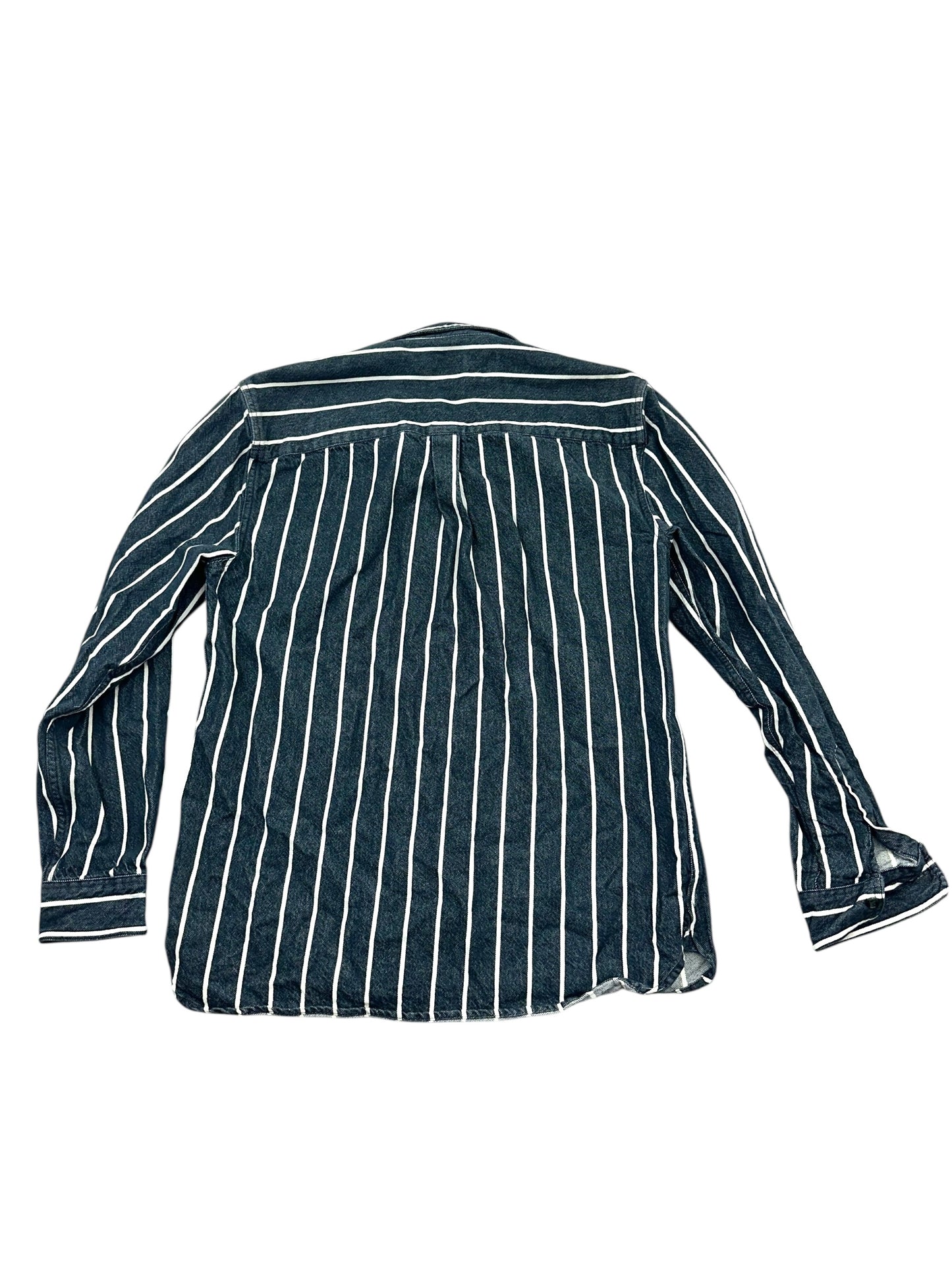 Topman Men's Blue and White Striped Button Down