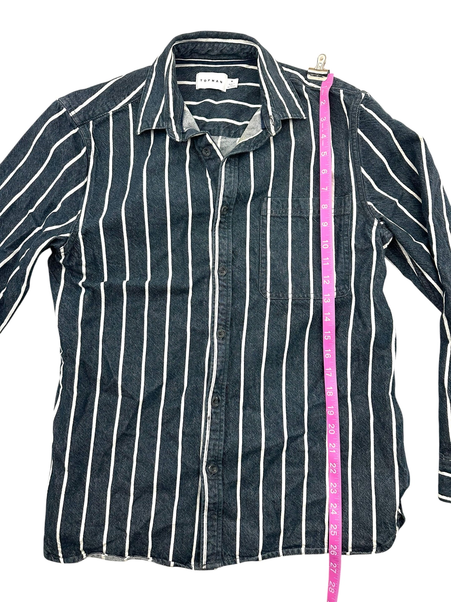 Topman Men's Blue and White Striped Button Down