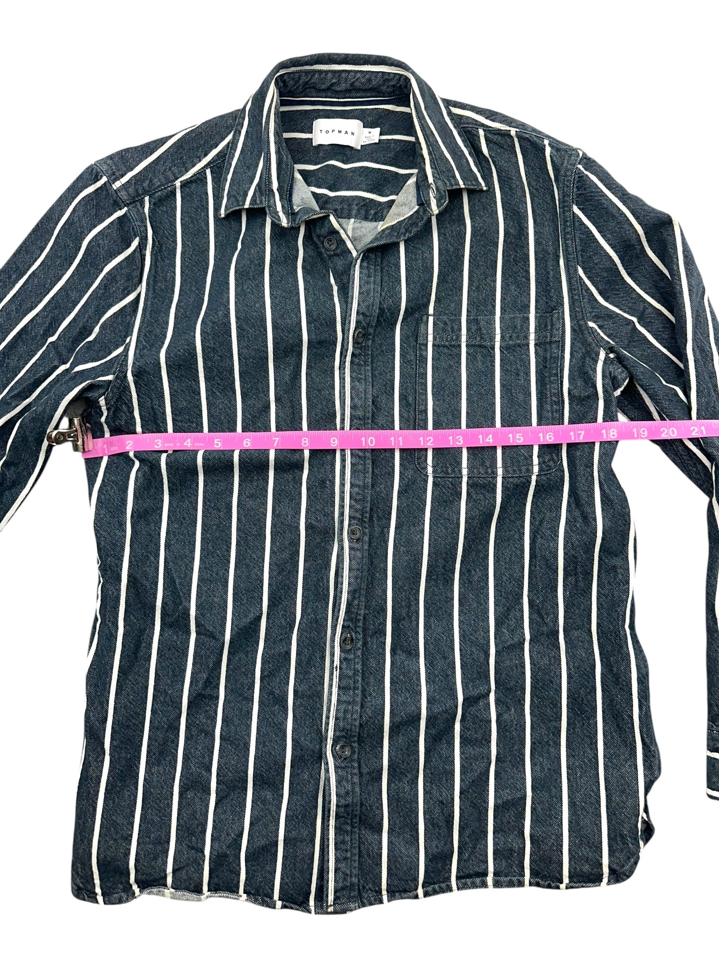 Topman Men's Blue and White Striped Button Down