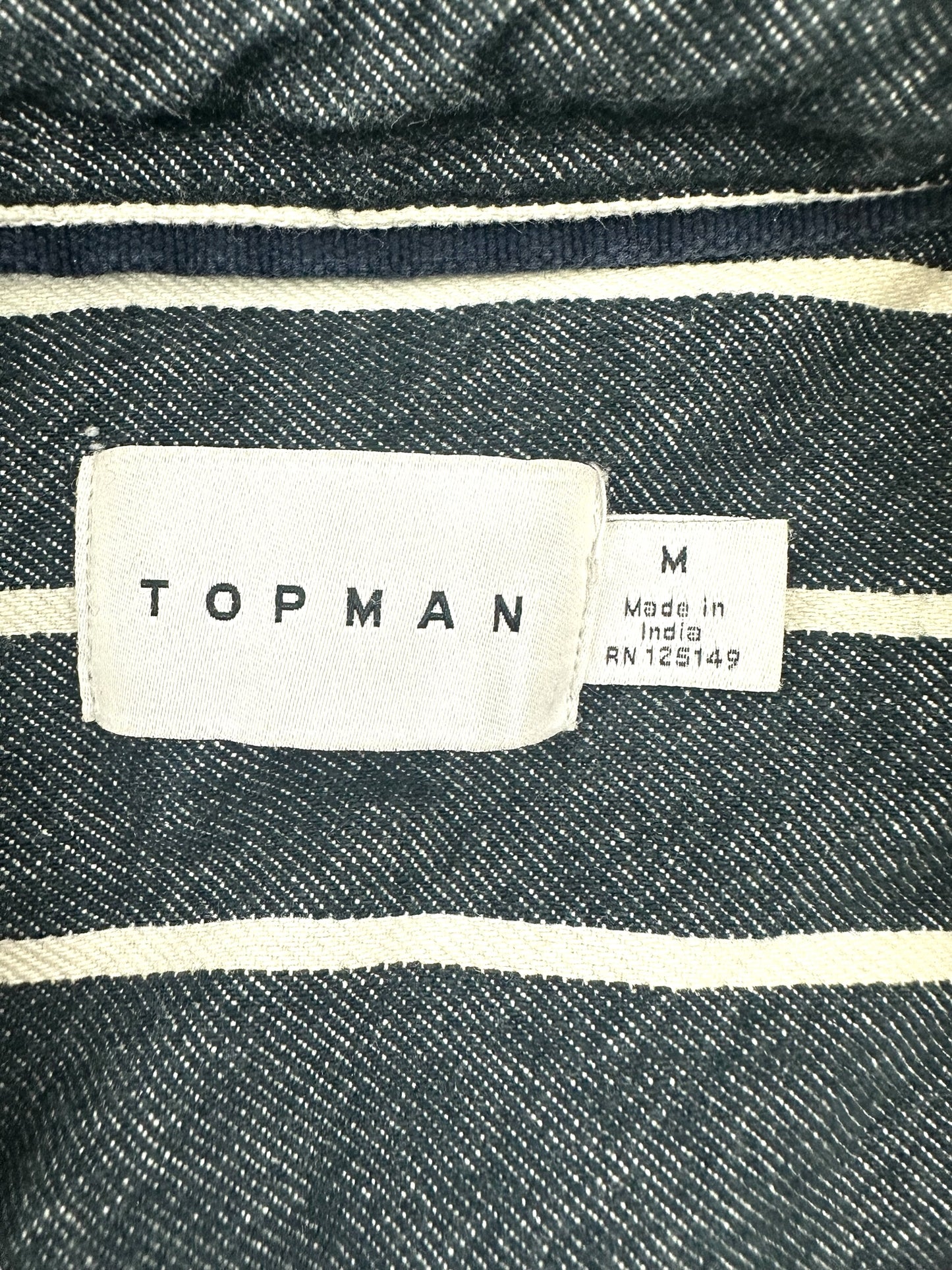 Topman Men's Blue and White Striped Button Down