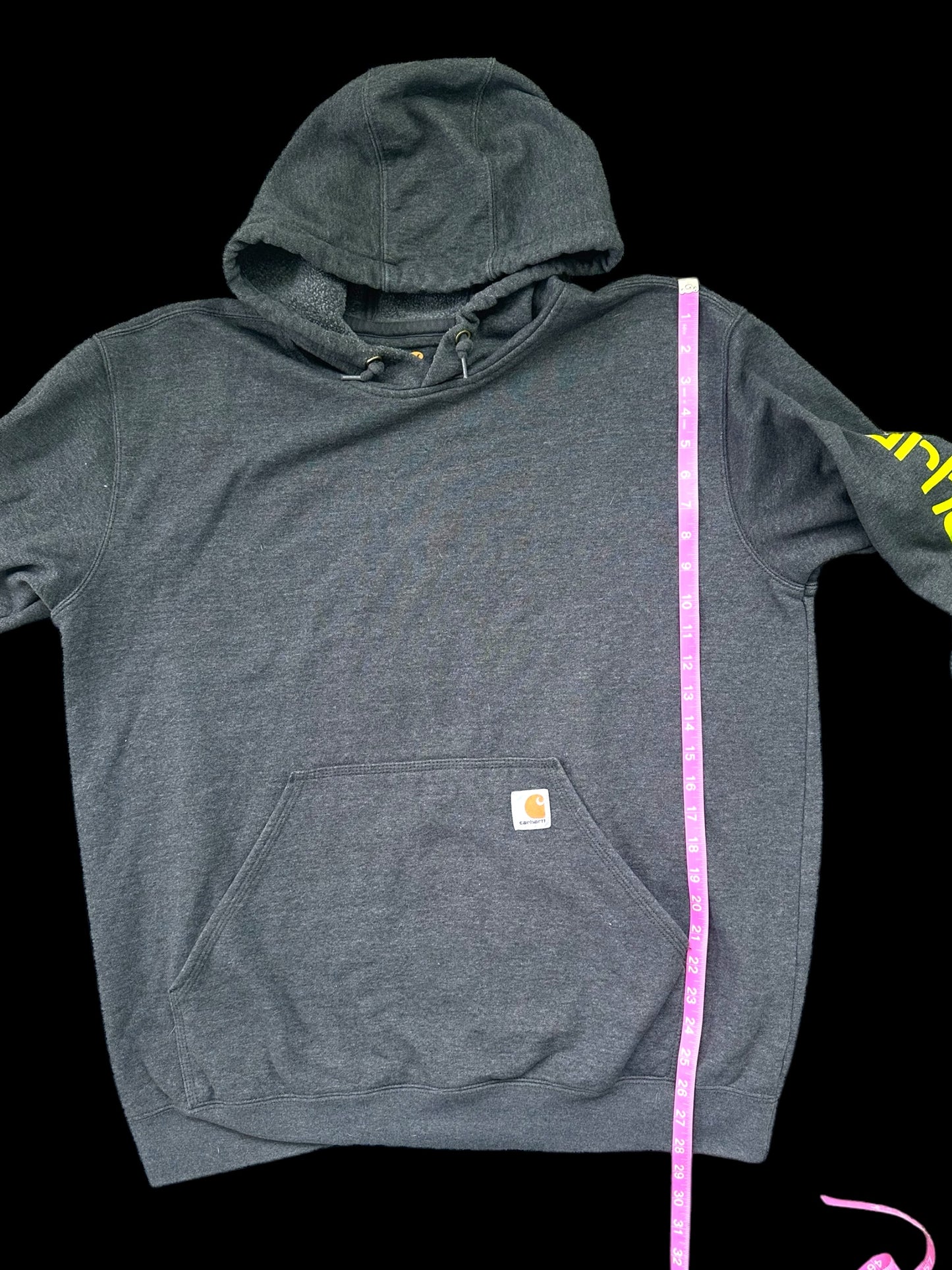 Carhartt Grey Hoodie with Chartreuse Logo